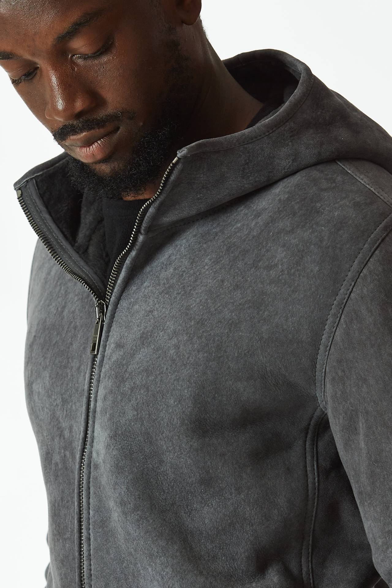 Giubbino in shearling grigio