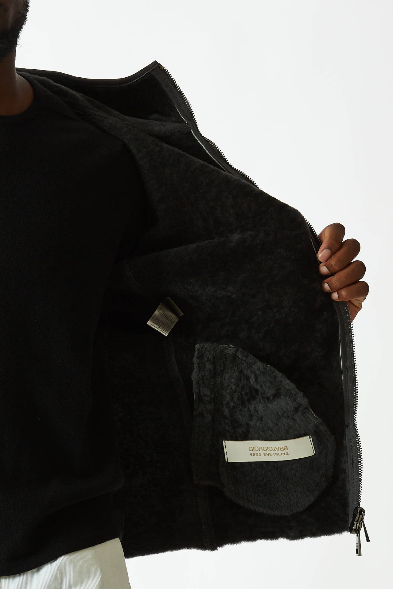 Giubbino in shearling grigio