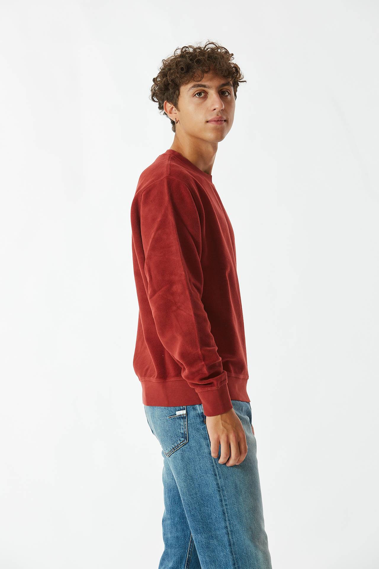 Felpa REVERSE BRUSHED & EMERIZED - rosso