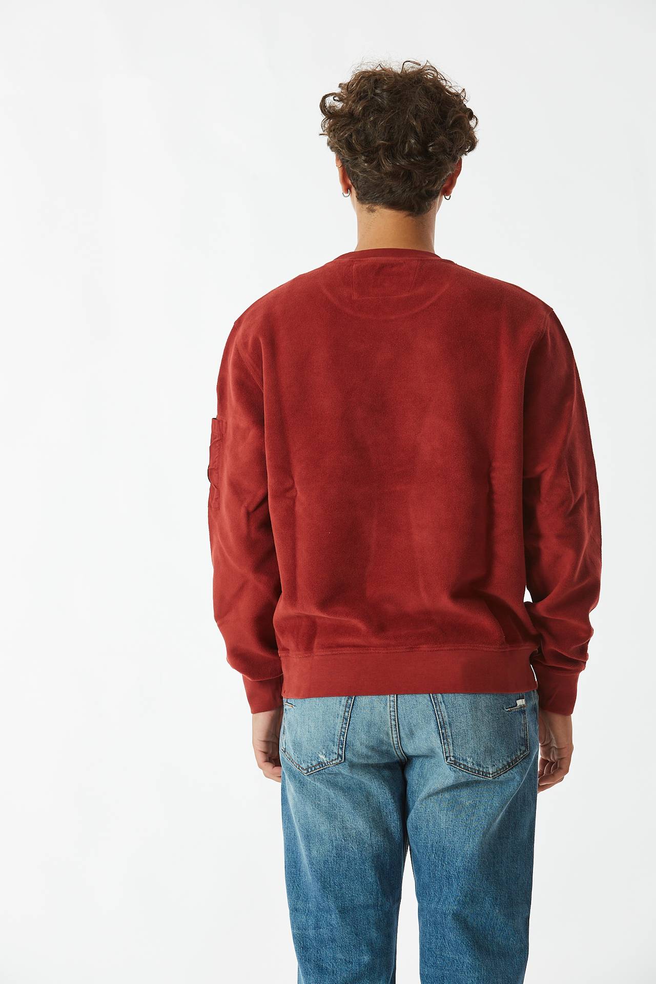 Felpa REVERSE BRUSHED & EMERIZED - rosso