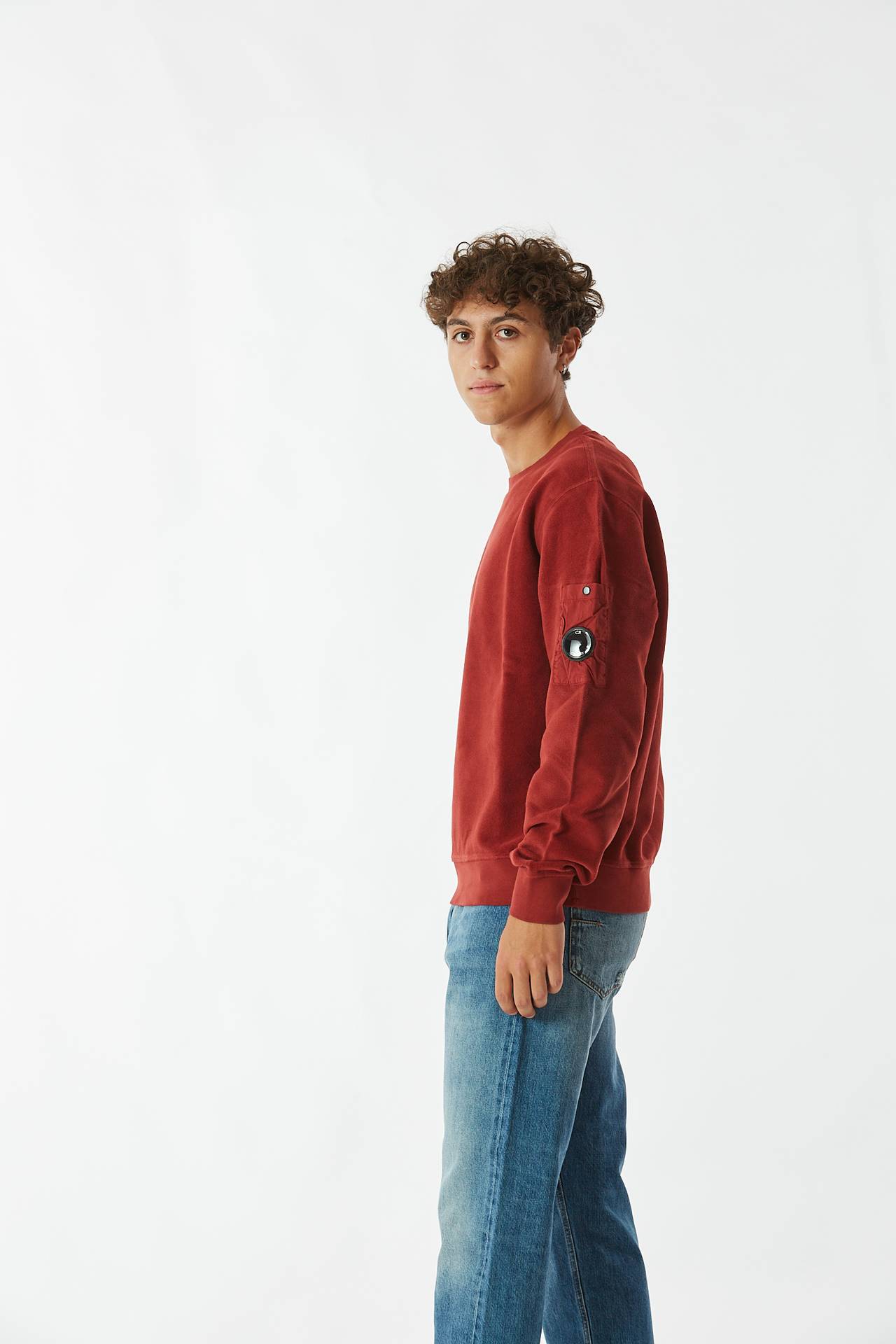 Felpa REVERSE BRUSHED & EMERIZED - rosso