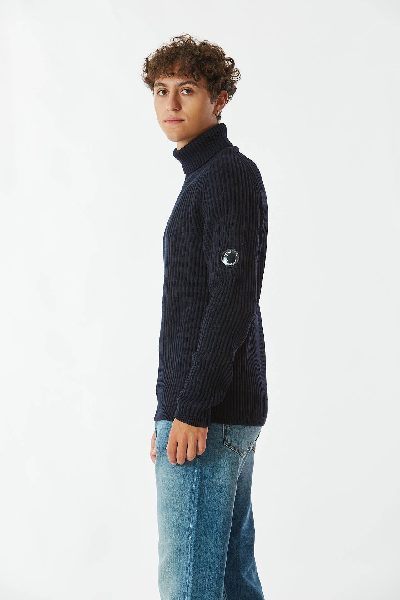 Dolcevita RE-WOOL ROLL NECK KNIT blu