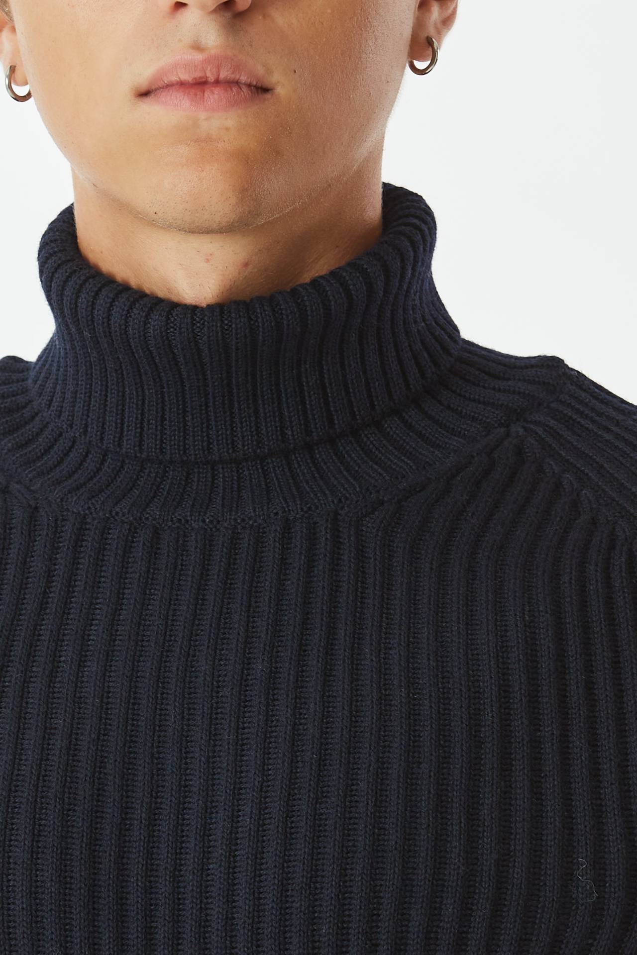 Dolcevita RE-WOOL ROLL NECK KNIT blu