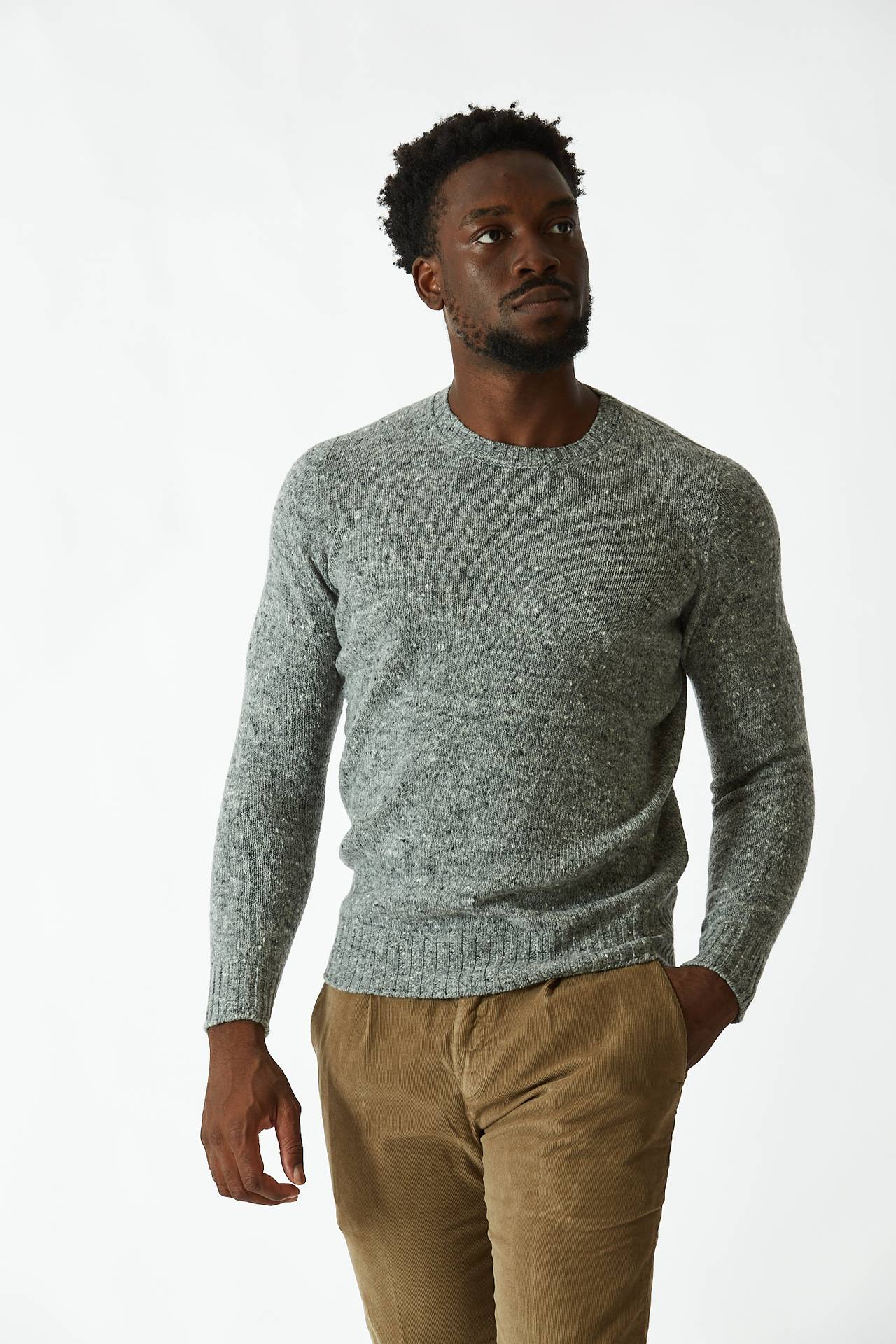 Maglia in cashmere e lana grigio chiaro