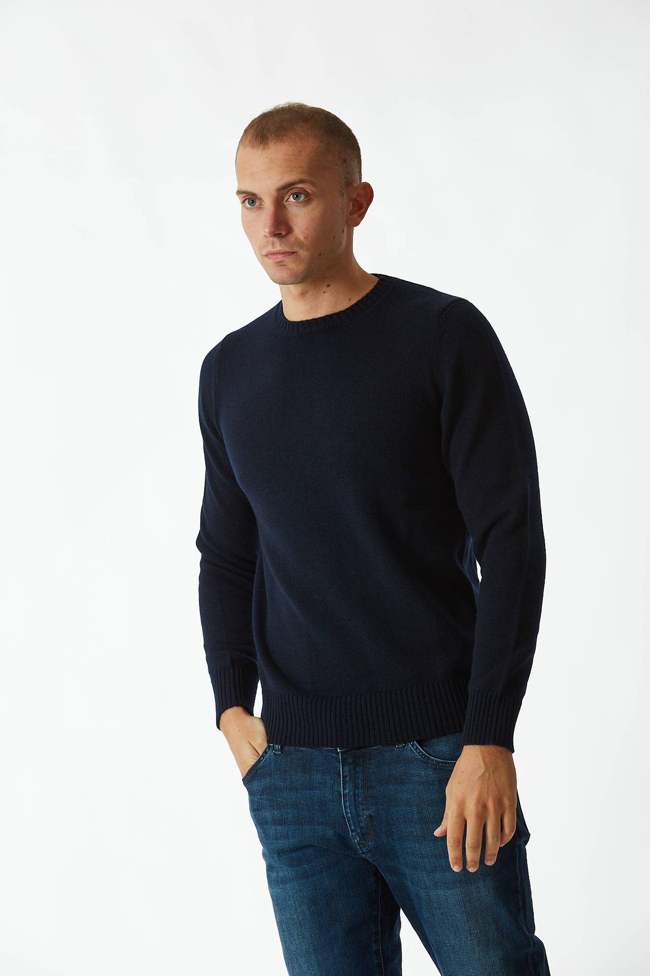 Maglia in cashmere due fili blu
