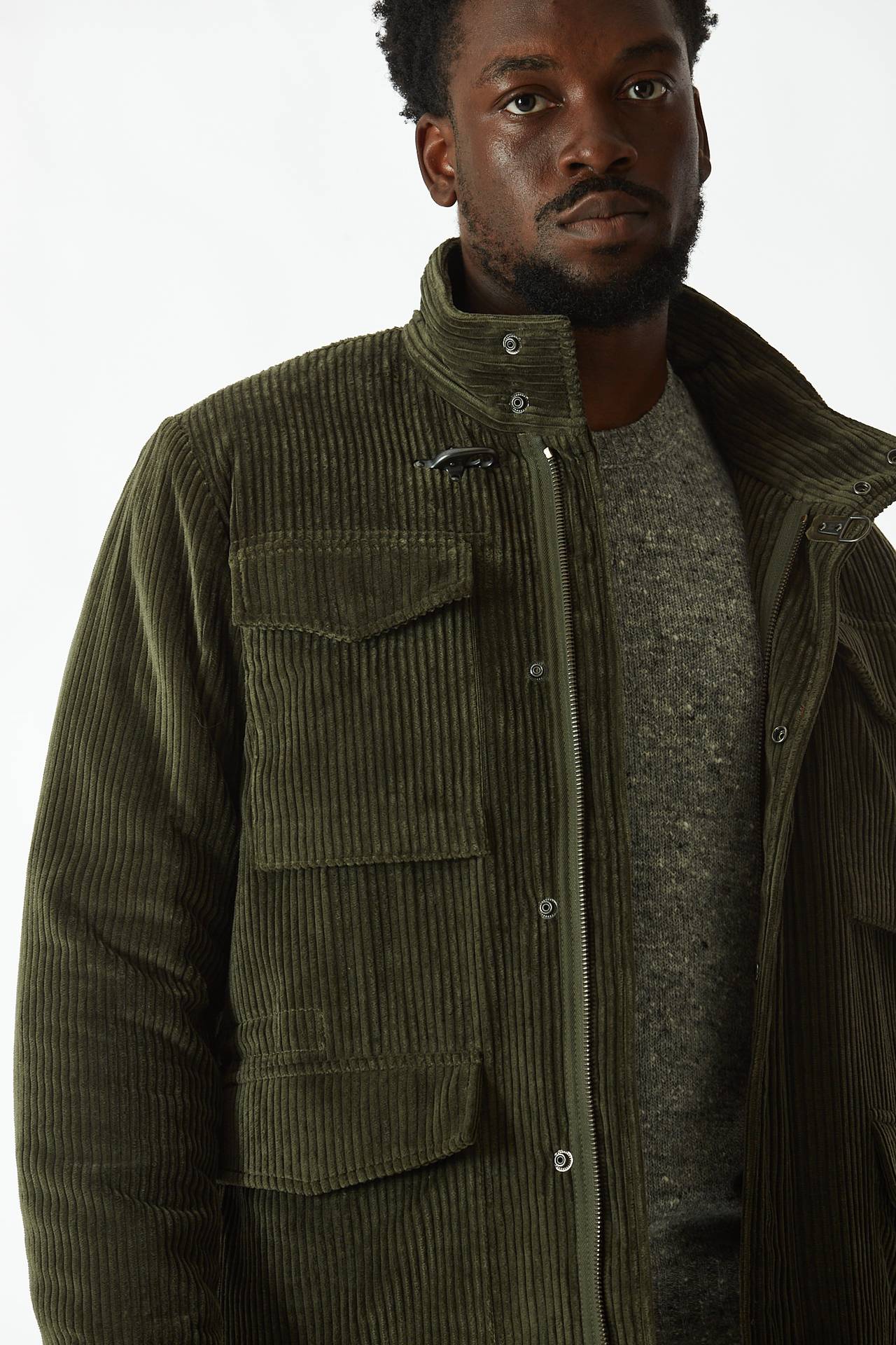 Field jacket in velluto verde 