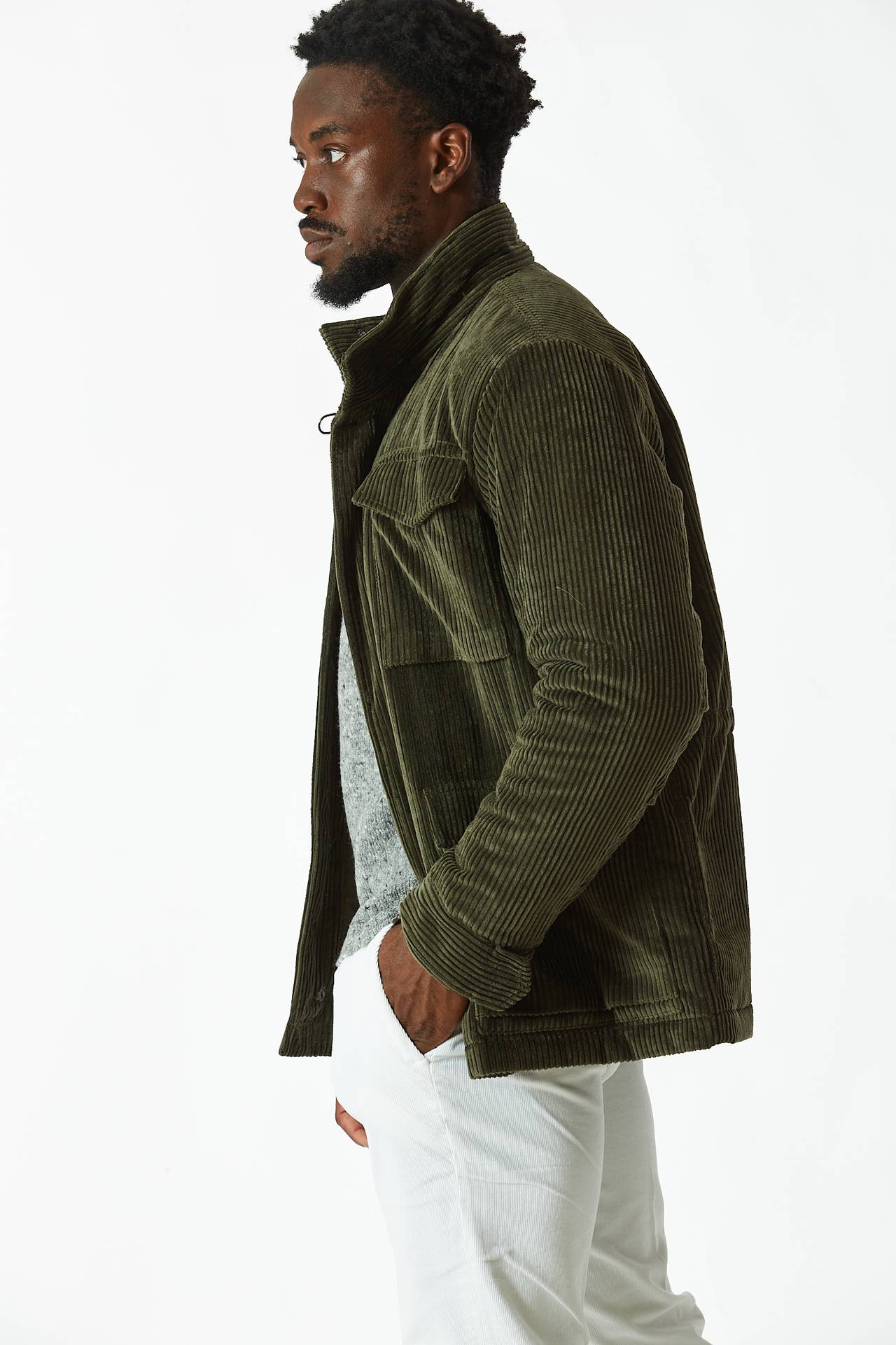 Field jacket in velluto verde 