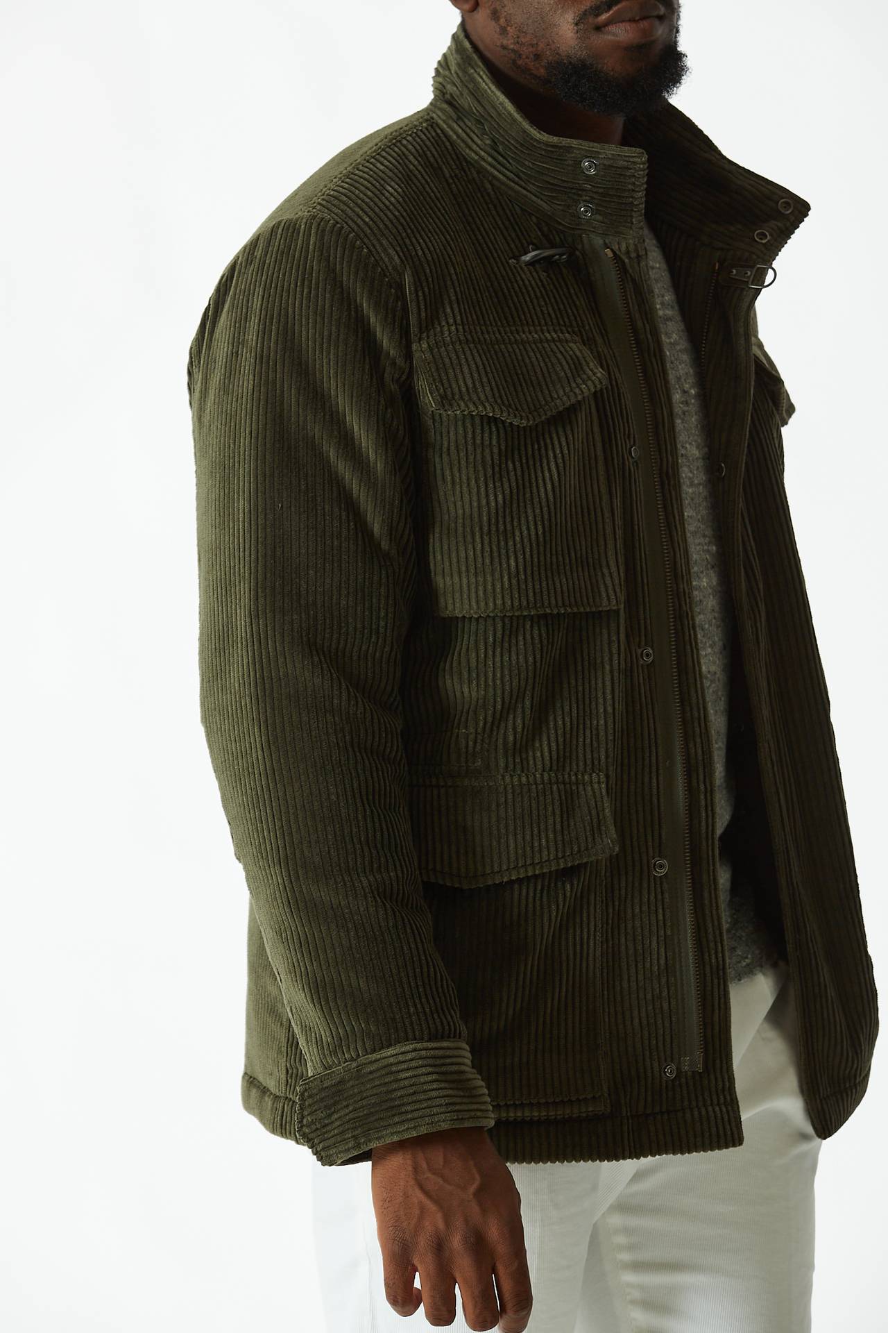 Field jacket in velluto verde 