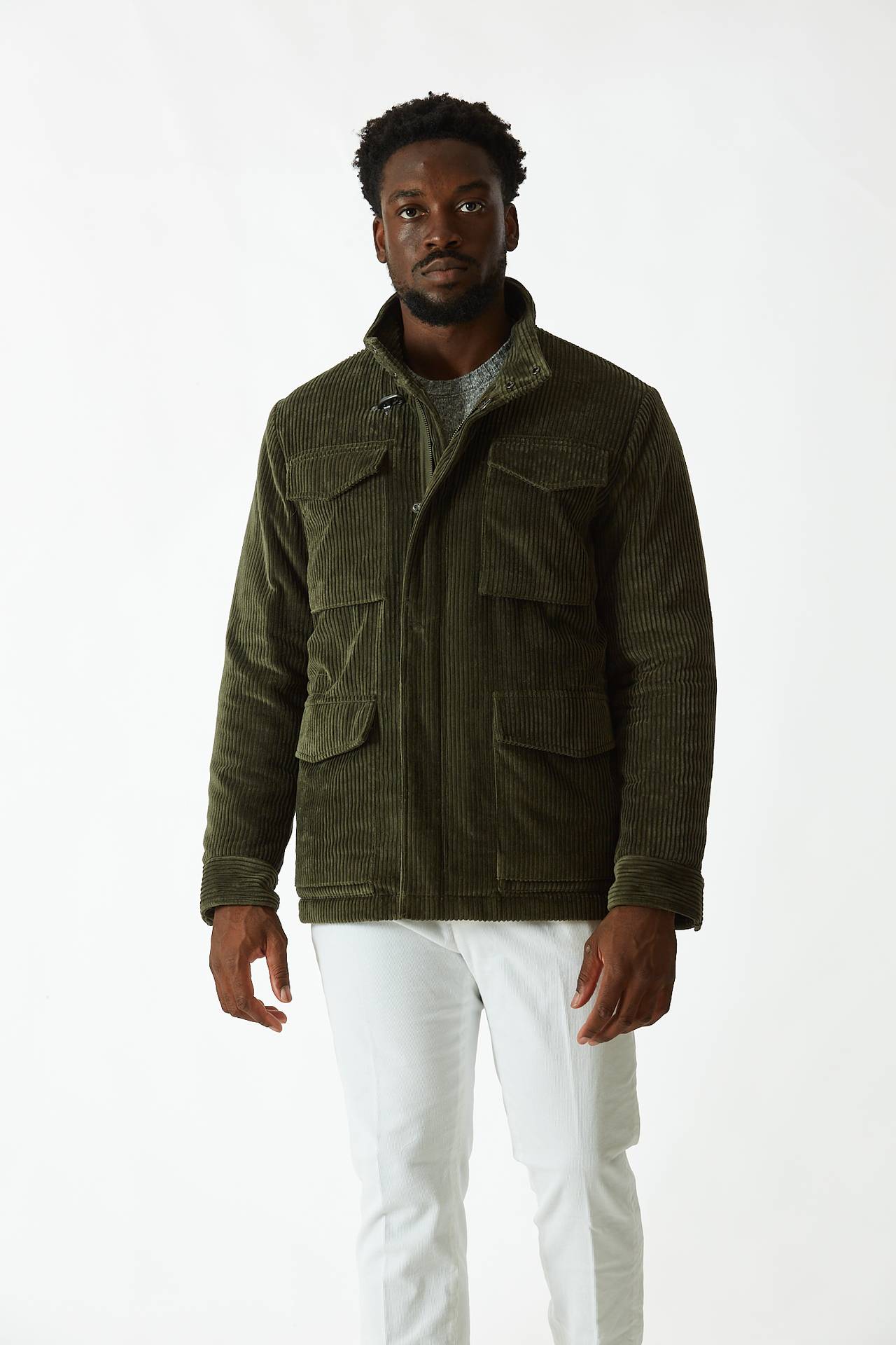 Field jacket in velluto verde 