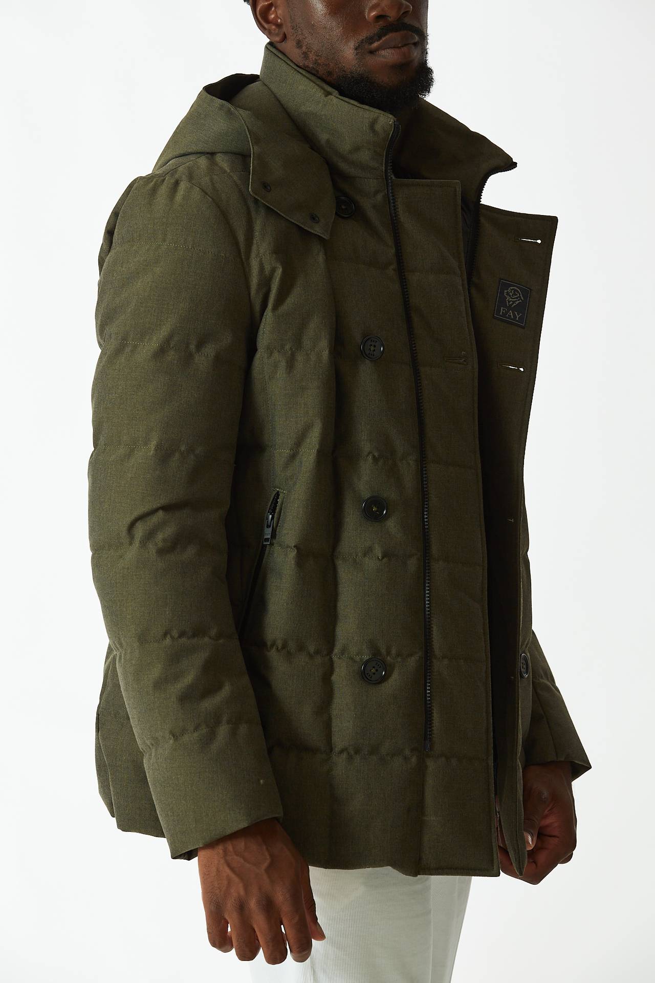 Piumino doppiopetto verde militare