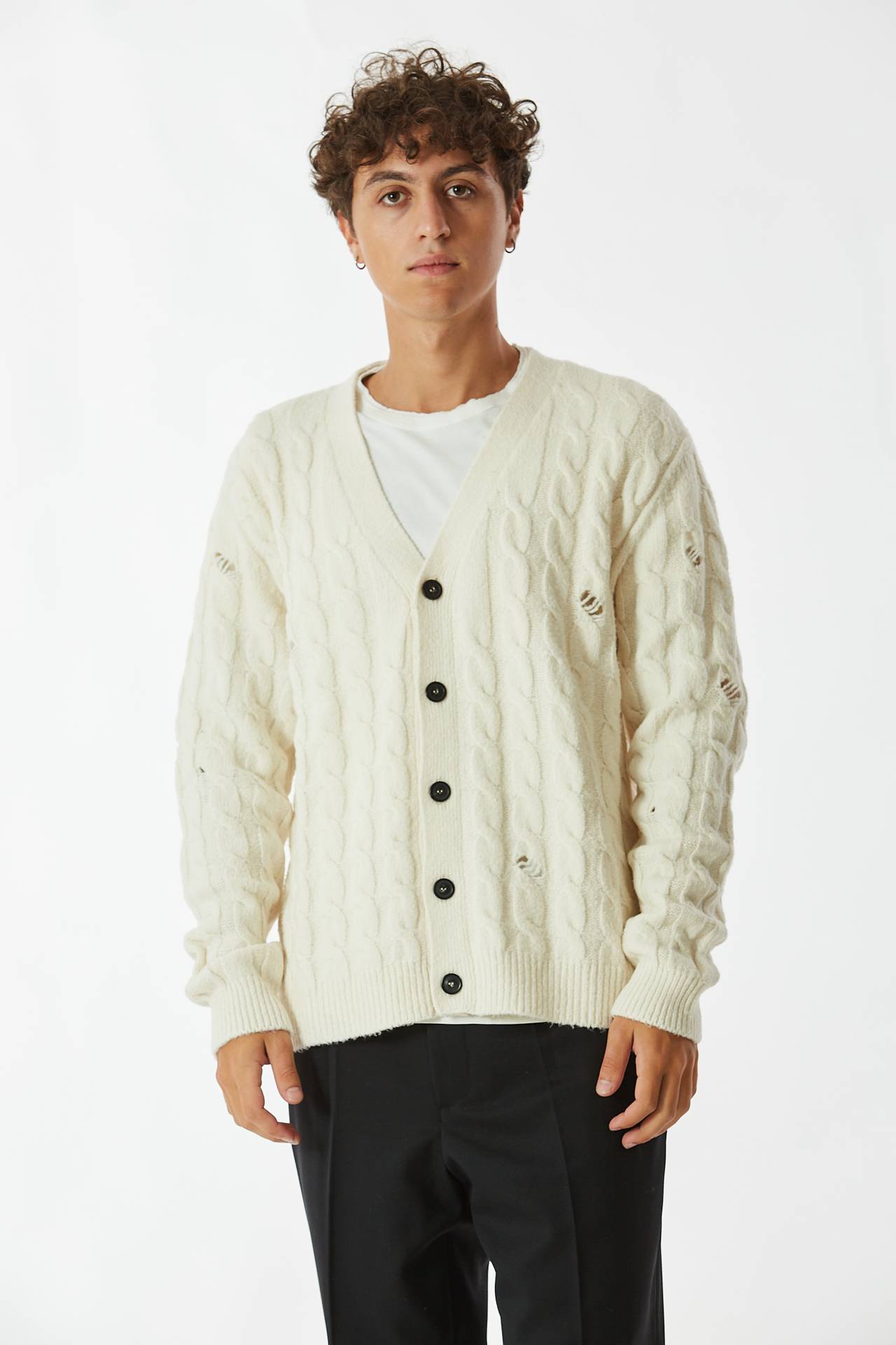 Cardigan treccia bianco