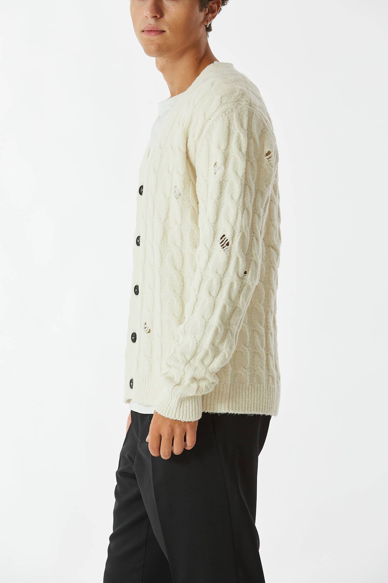 Cardigan treccia bianco