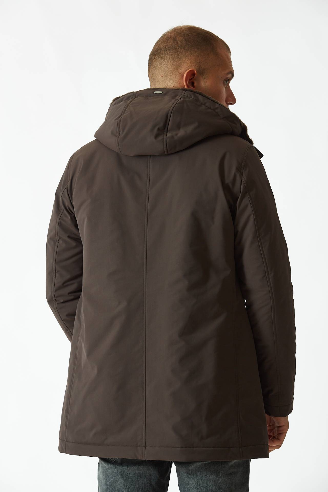 Parka con cappuccio marrone