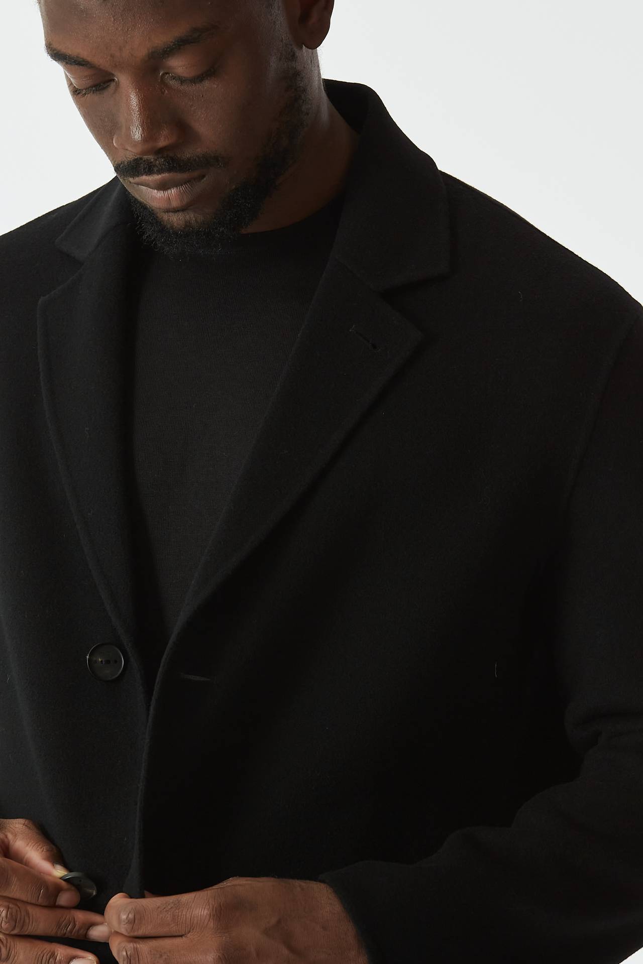 Cappotto in lana monopetto nero