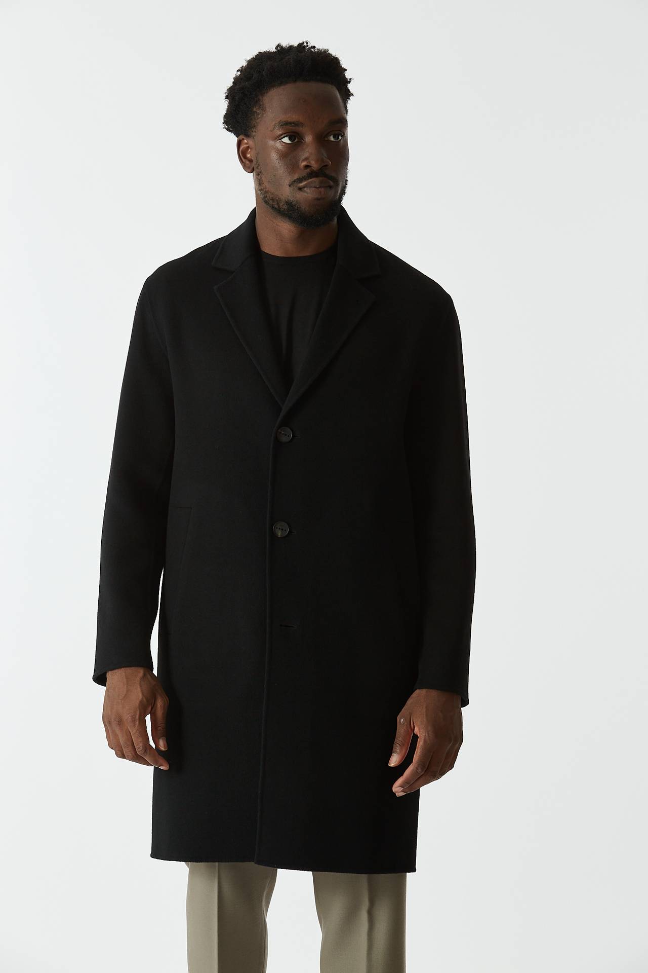 Cappotto in lana monopetto nero