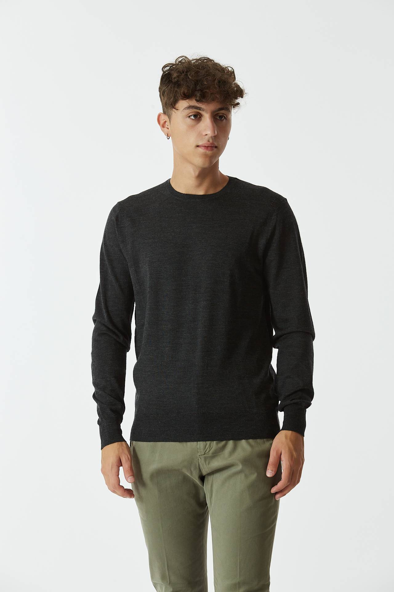Maglia in lana rasata antracite