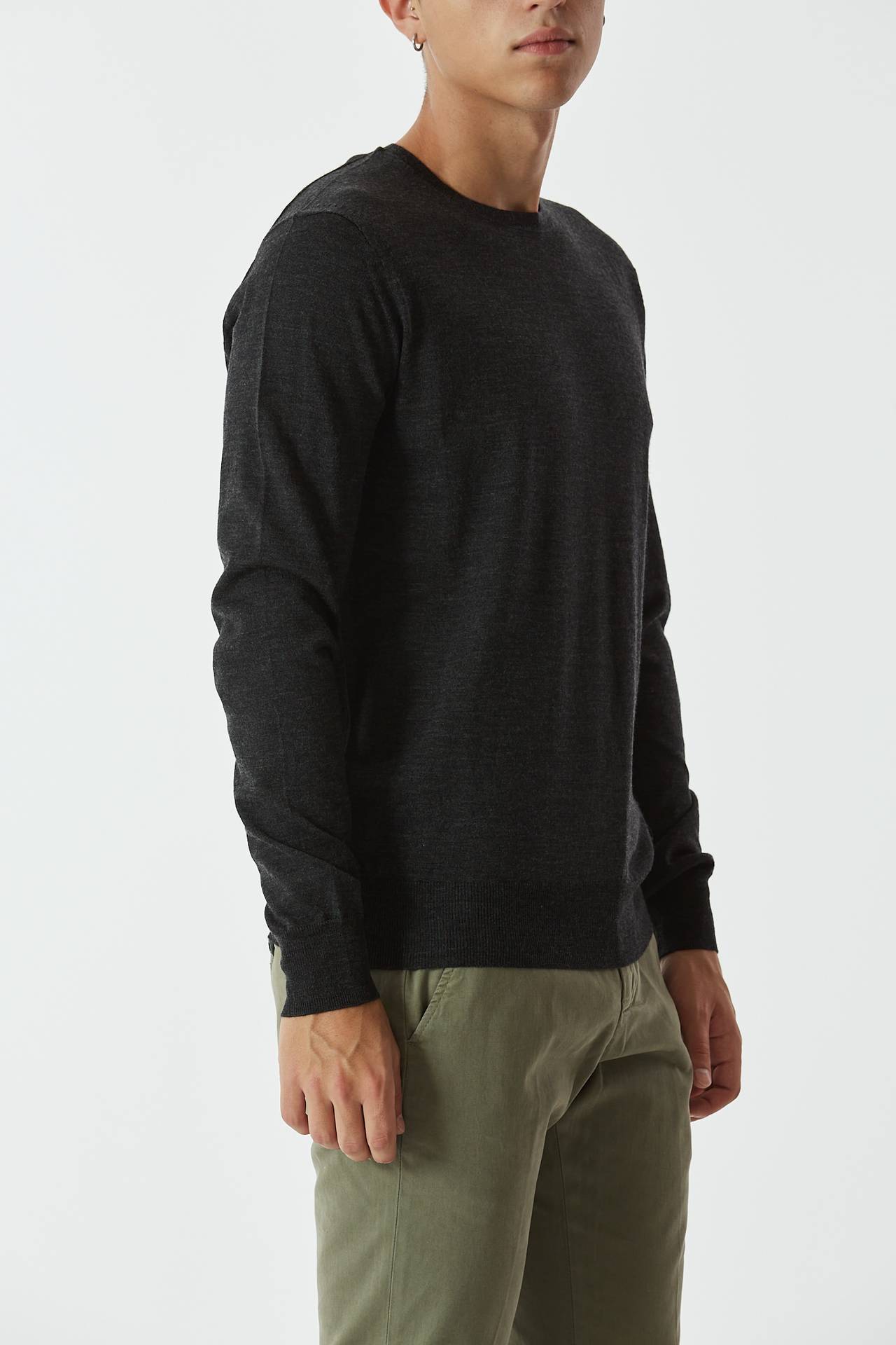 Maglia in lana rasata antracite