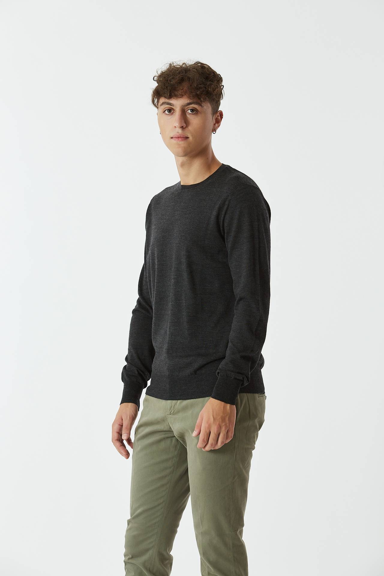 Maglia in lana rasata antracite