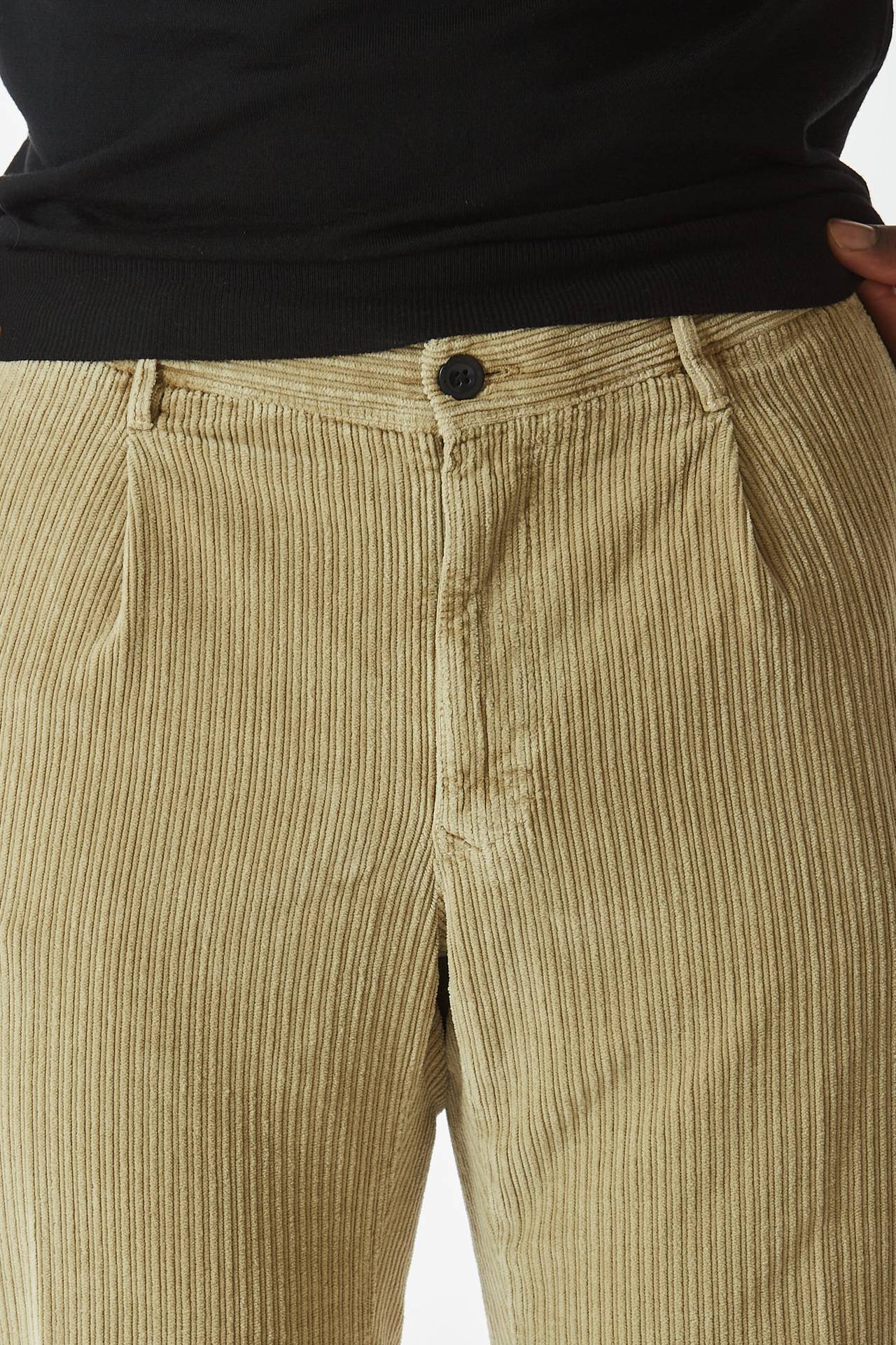 Pantalone stretch in velluto beige 