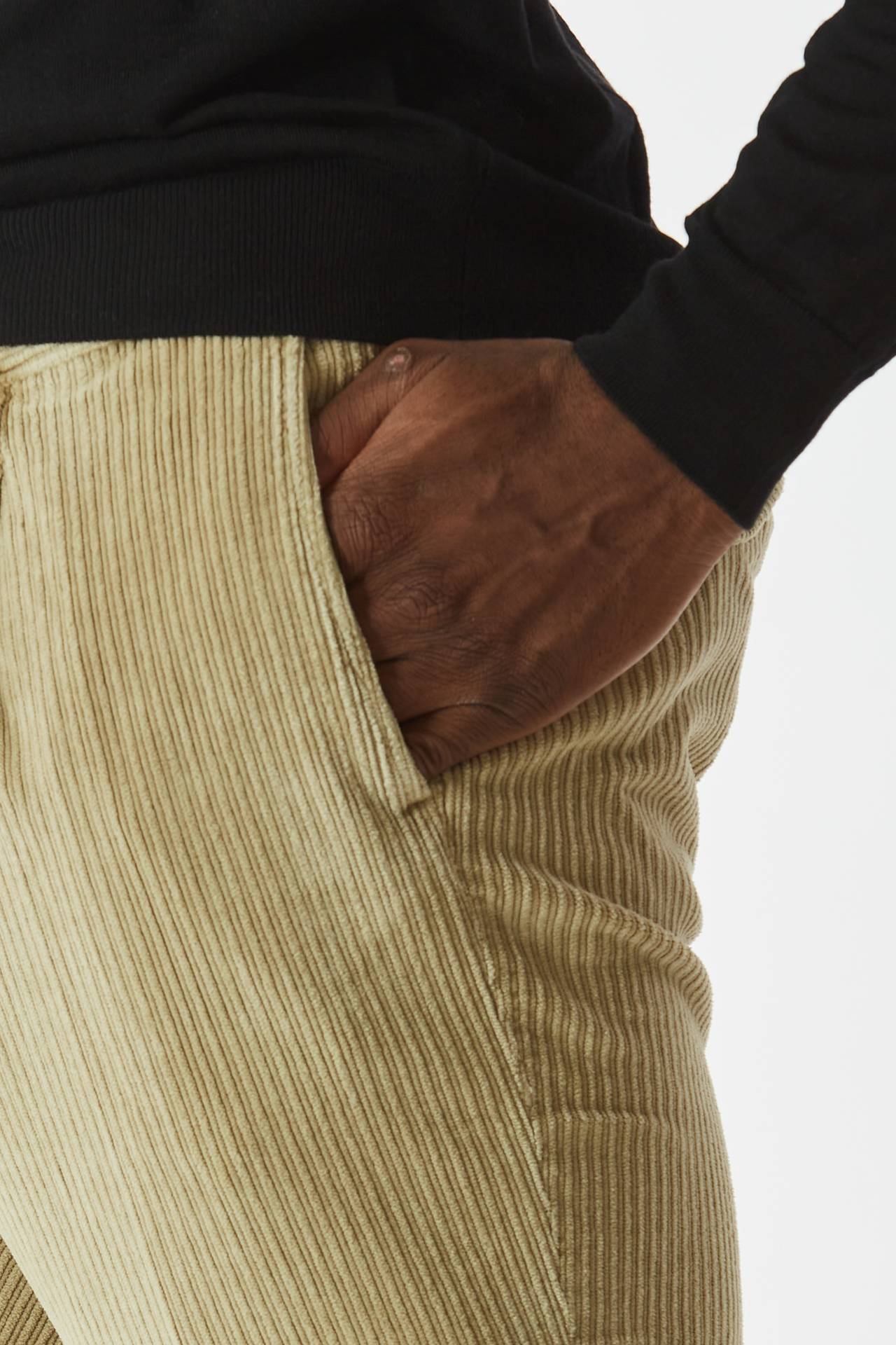 Pantalone stretch in velluto beige 