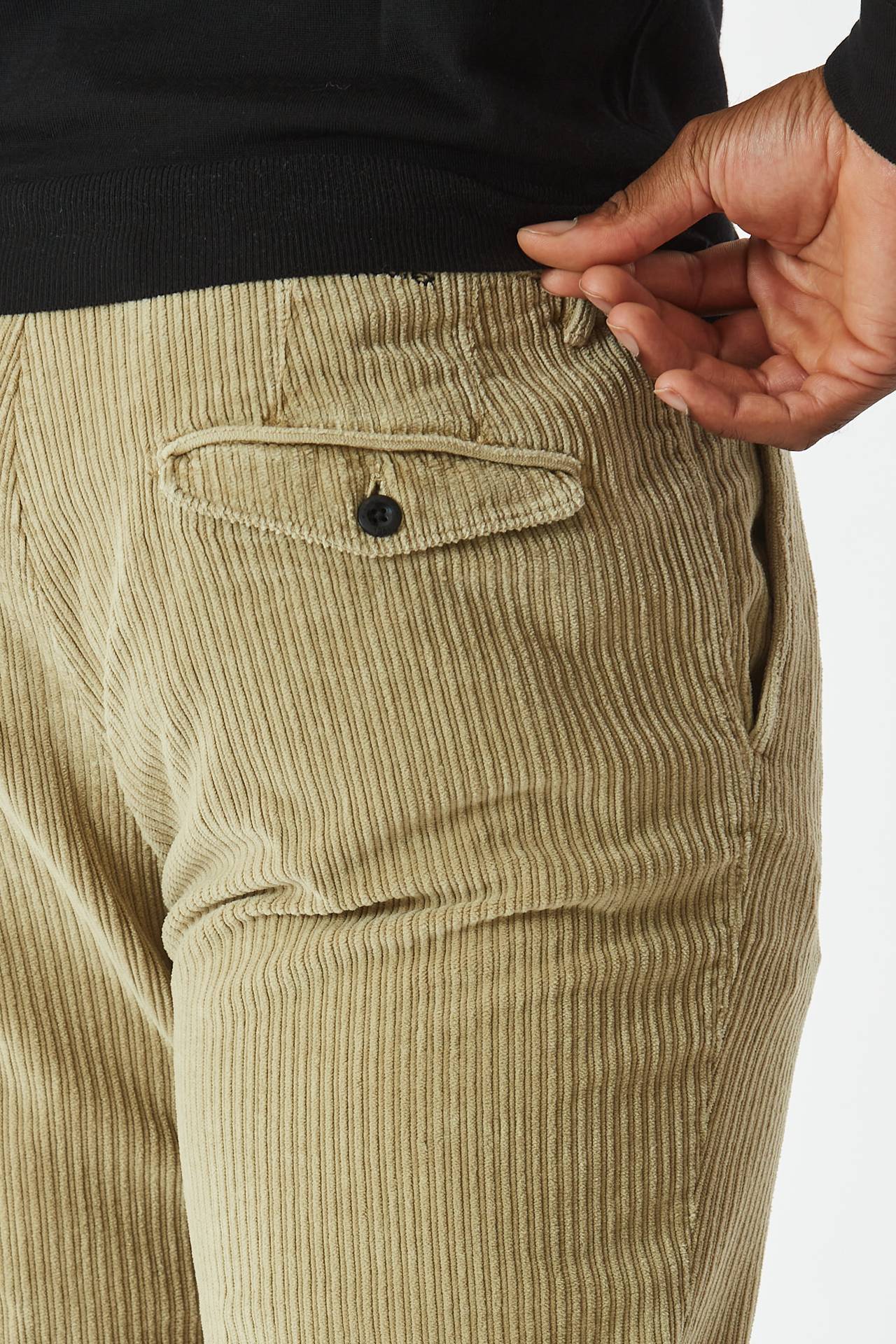 Pantalone stretch in velluto beige 