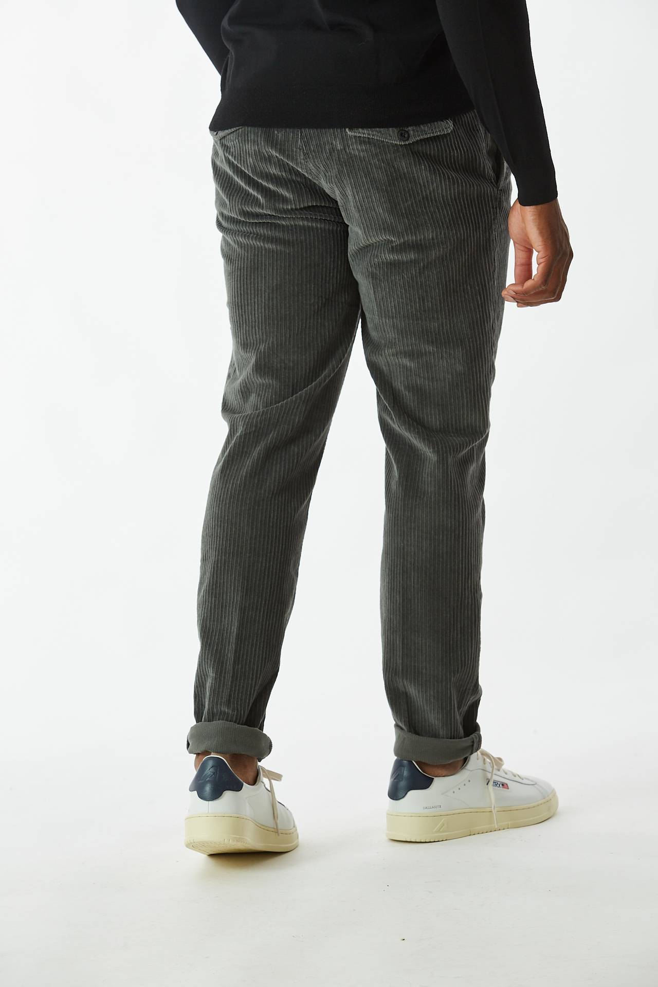 Pantalone in velluto stretch grigio