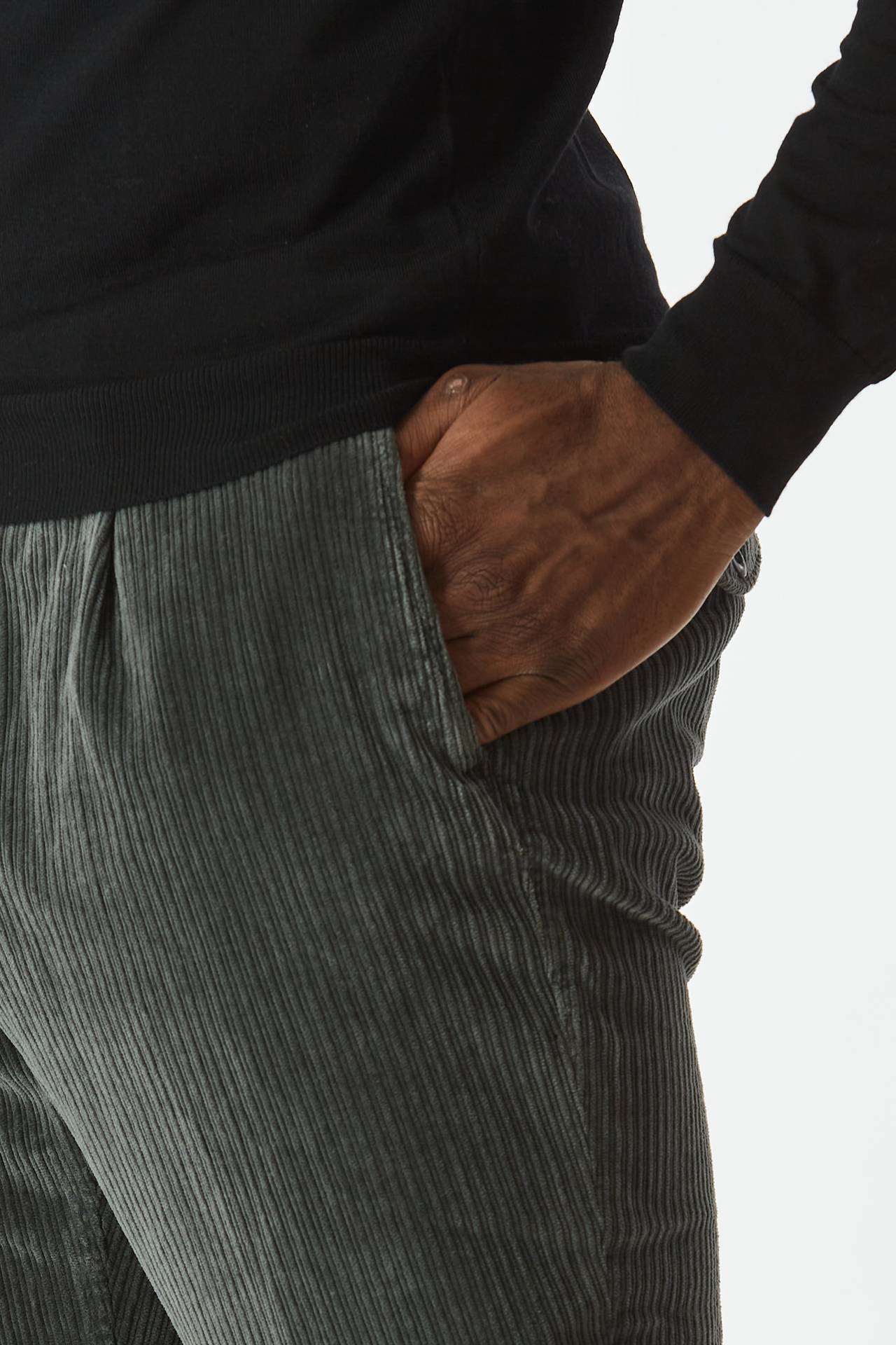 Pantalone in velluto stretch grigio