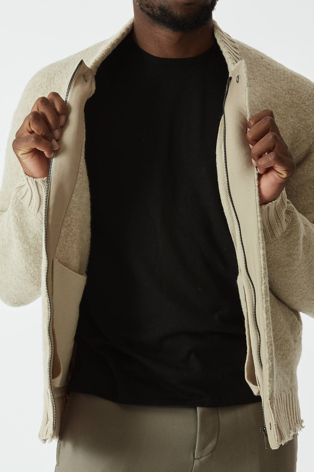Bomber in lana bouclè avorio
