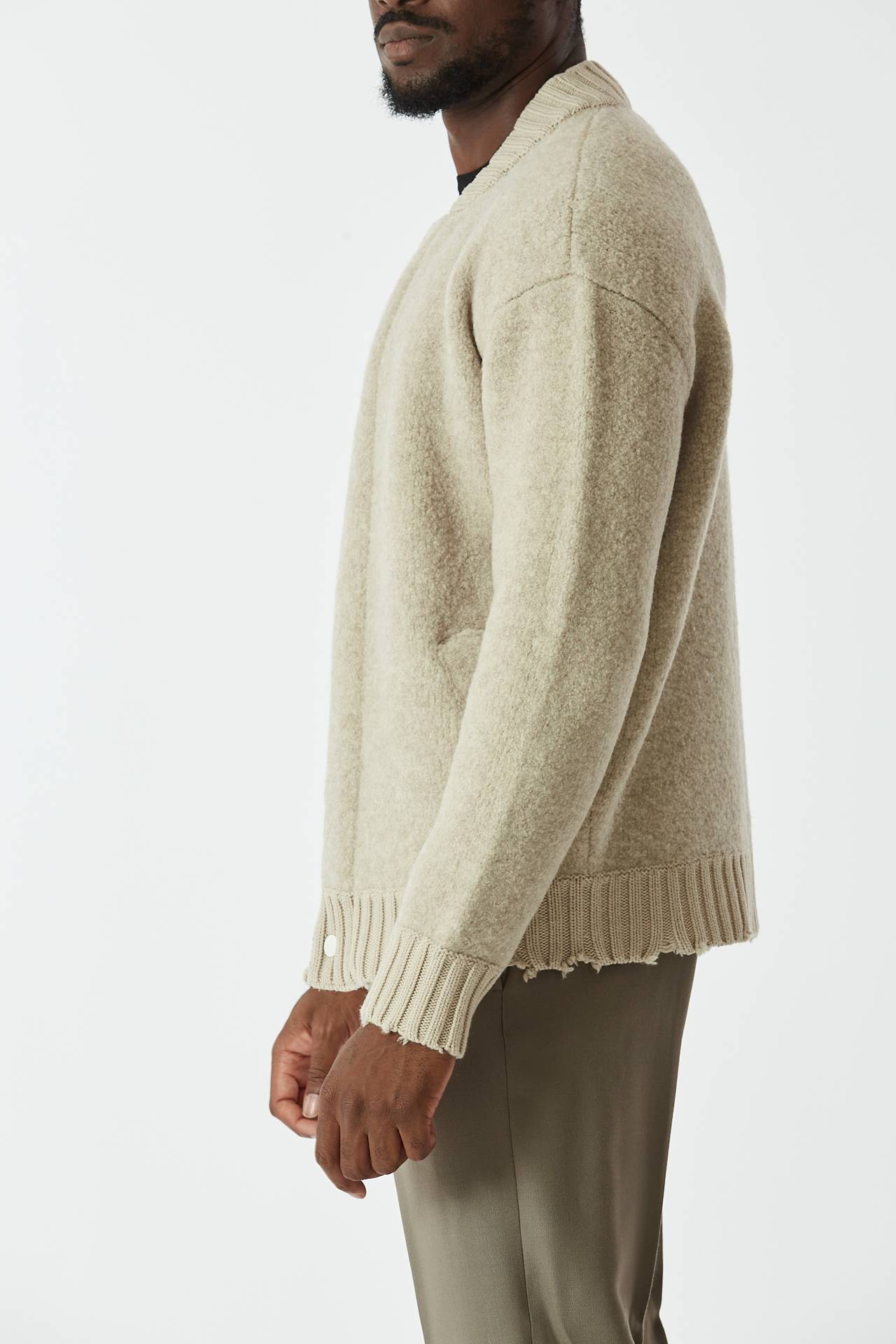Bomber in lana bouclè avorio