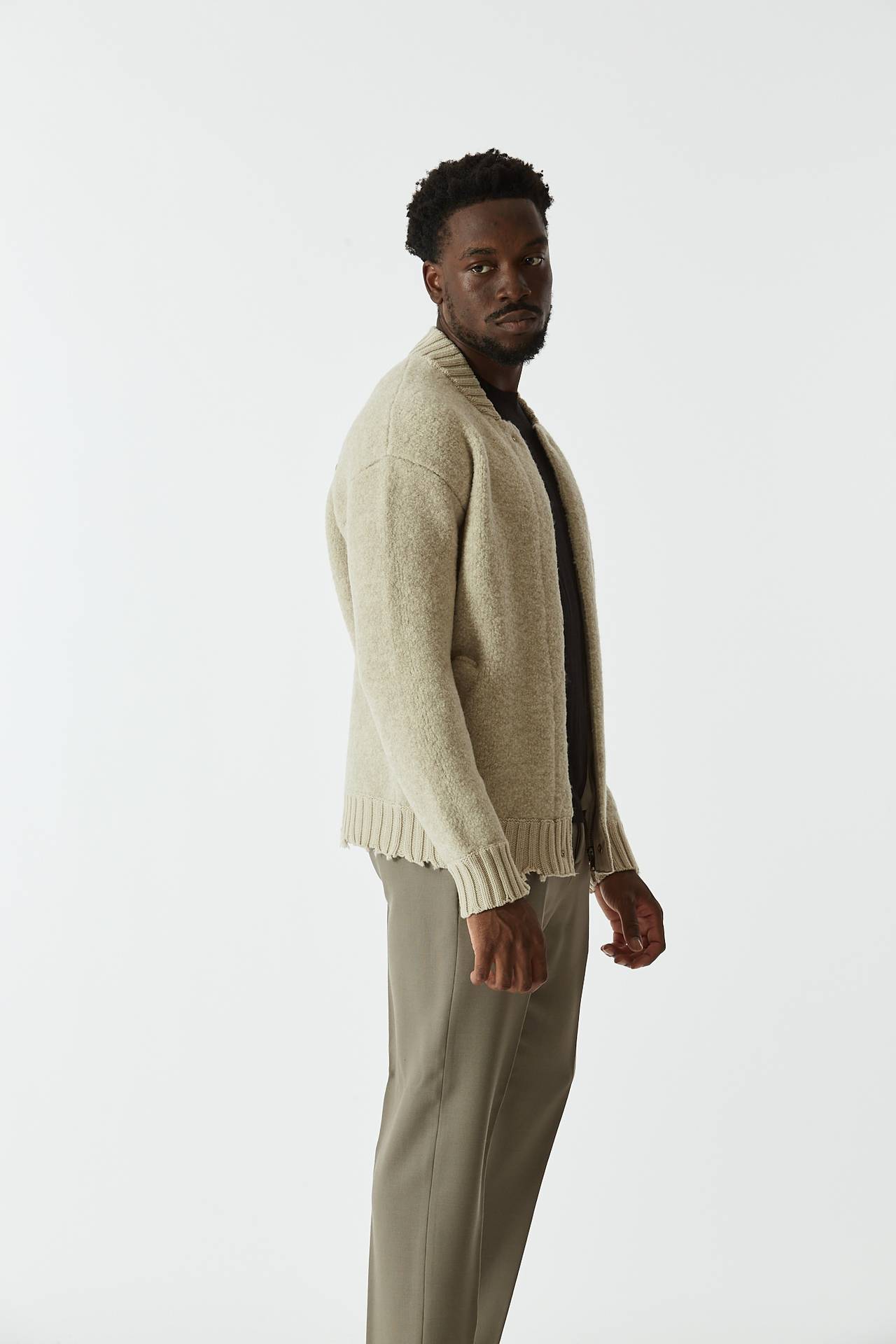 Bomber in lana bouclè avorio