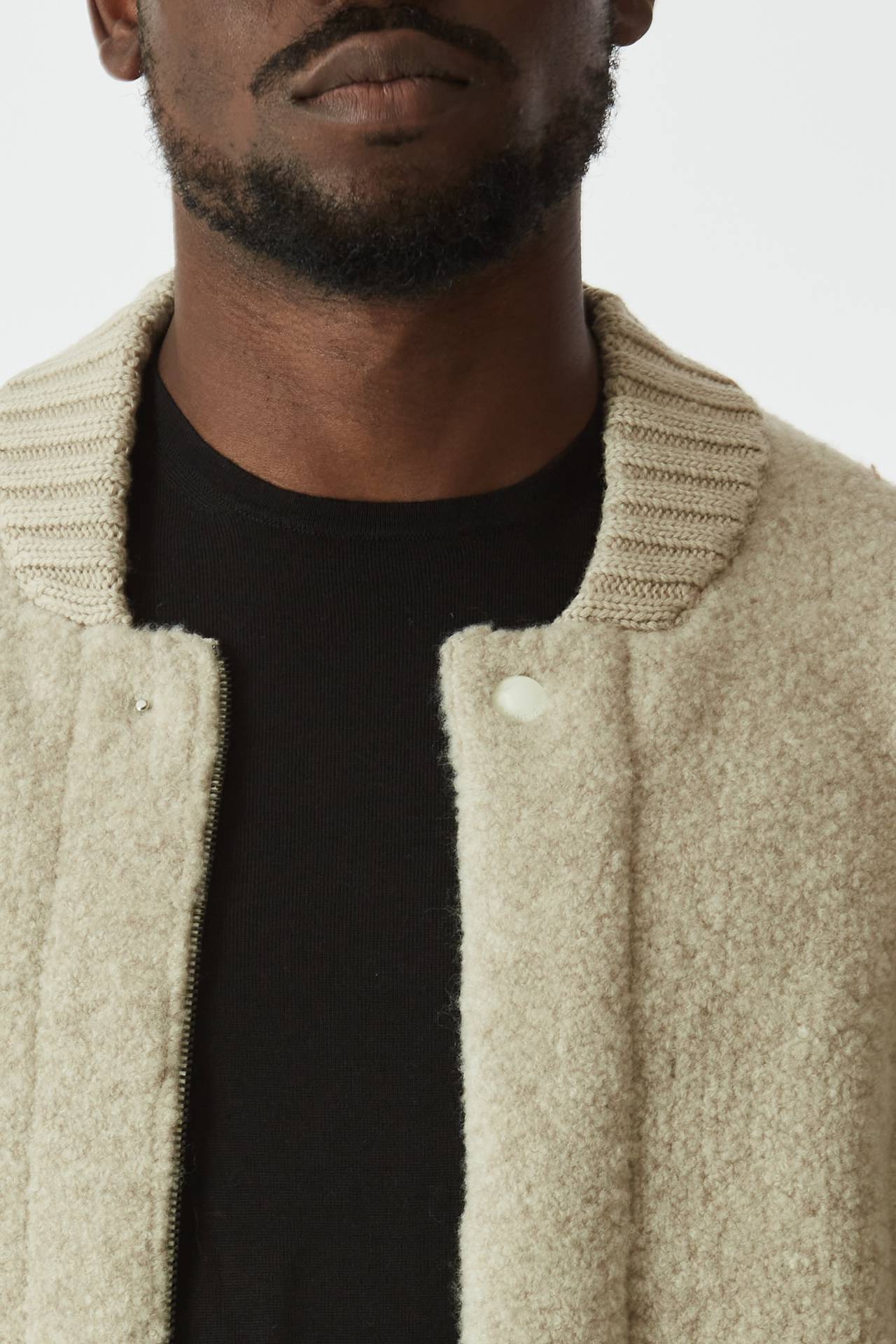 Bomber in lana bouclè avorio