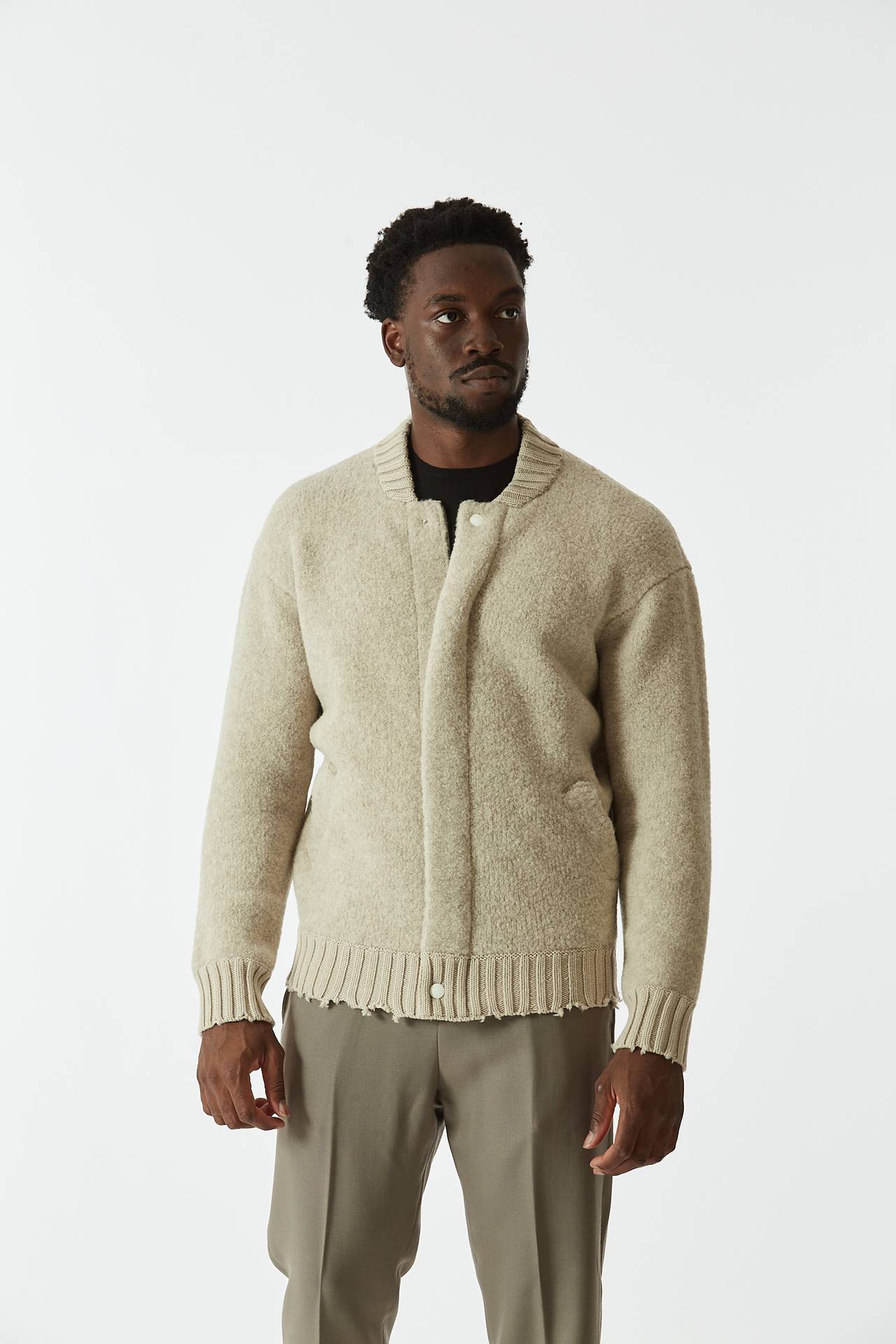 Bomber in lana bouclè avorio