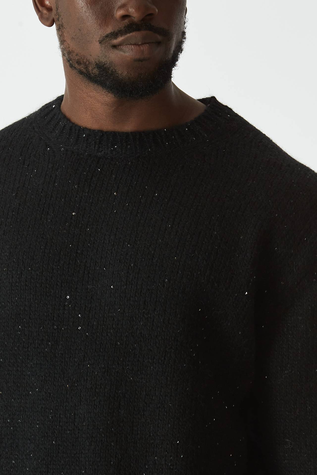 Maglia alpaca paillettes nero