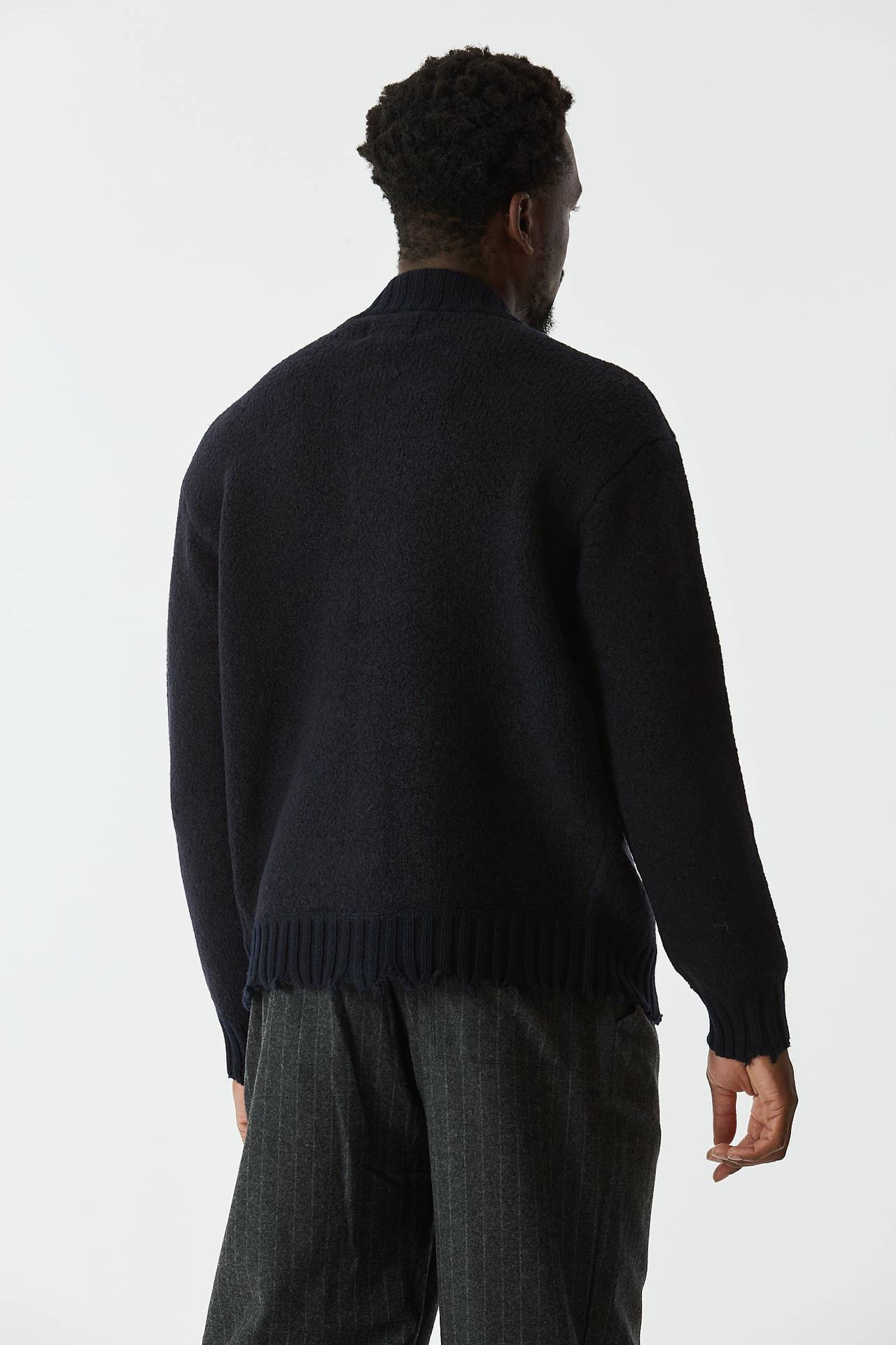 Bomber in lana bouclè blu