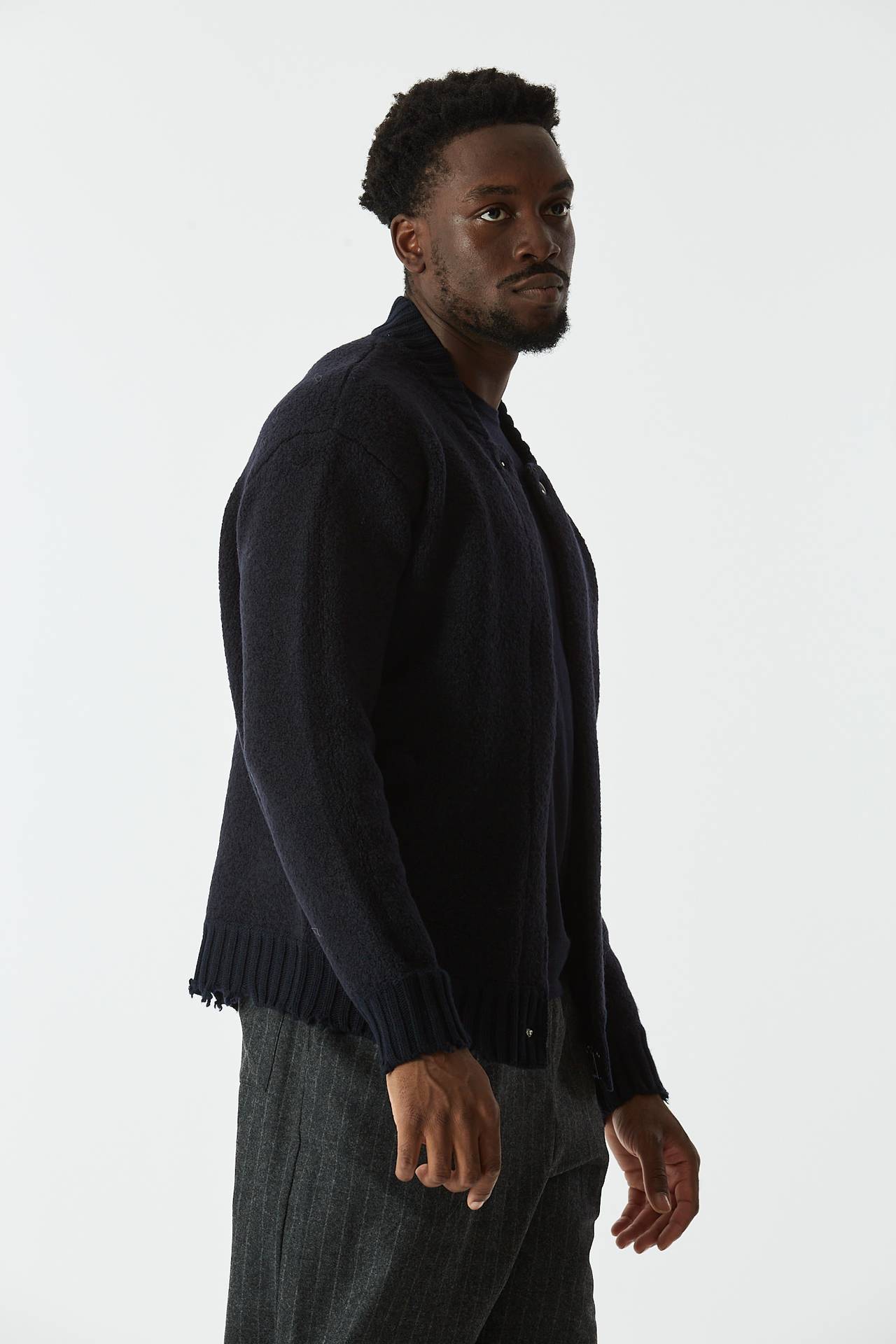 Bomber in lana bouclè blu