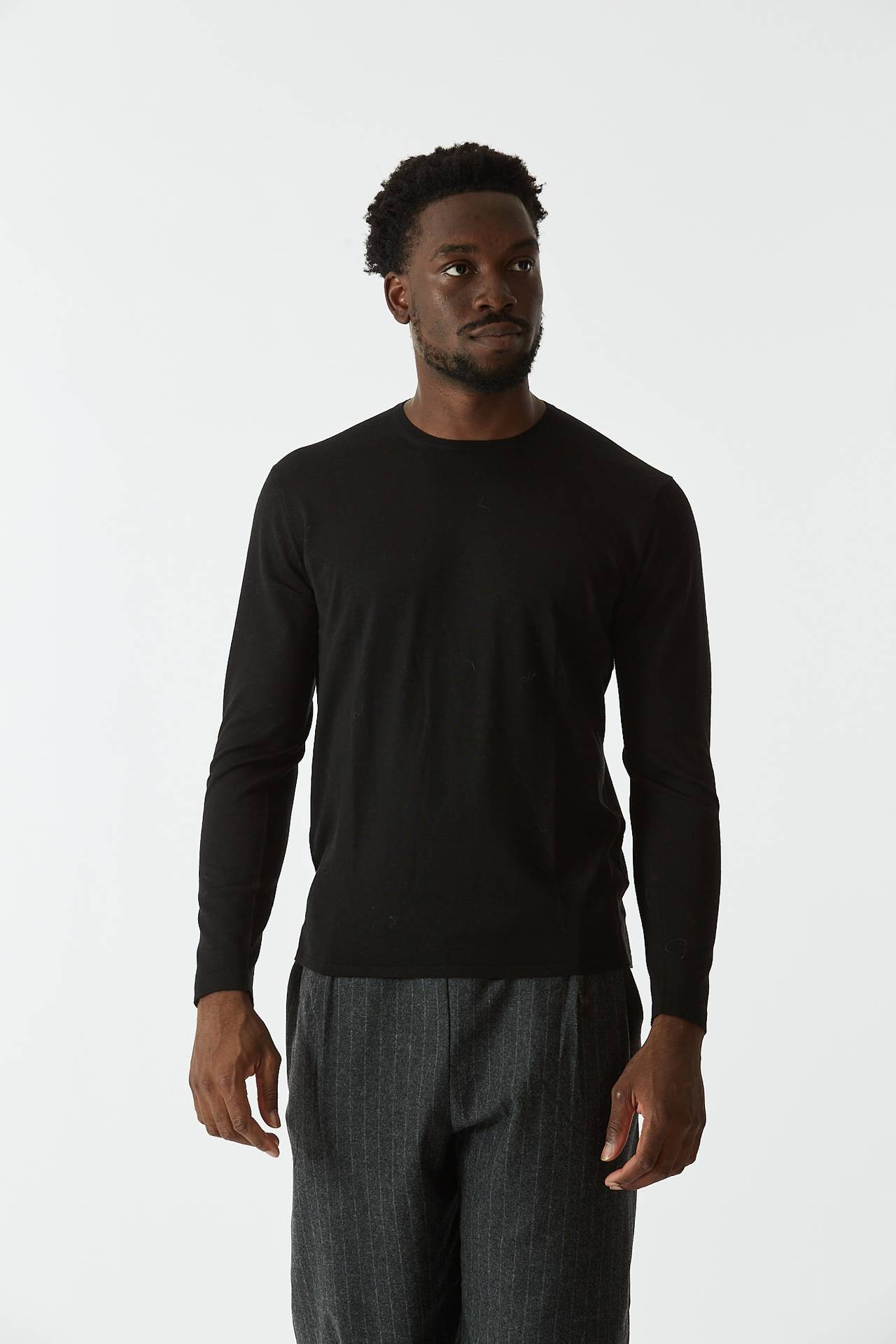 Maglia misto cashmere girocollo nero