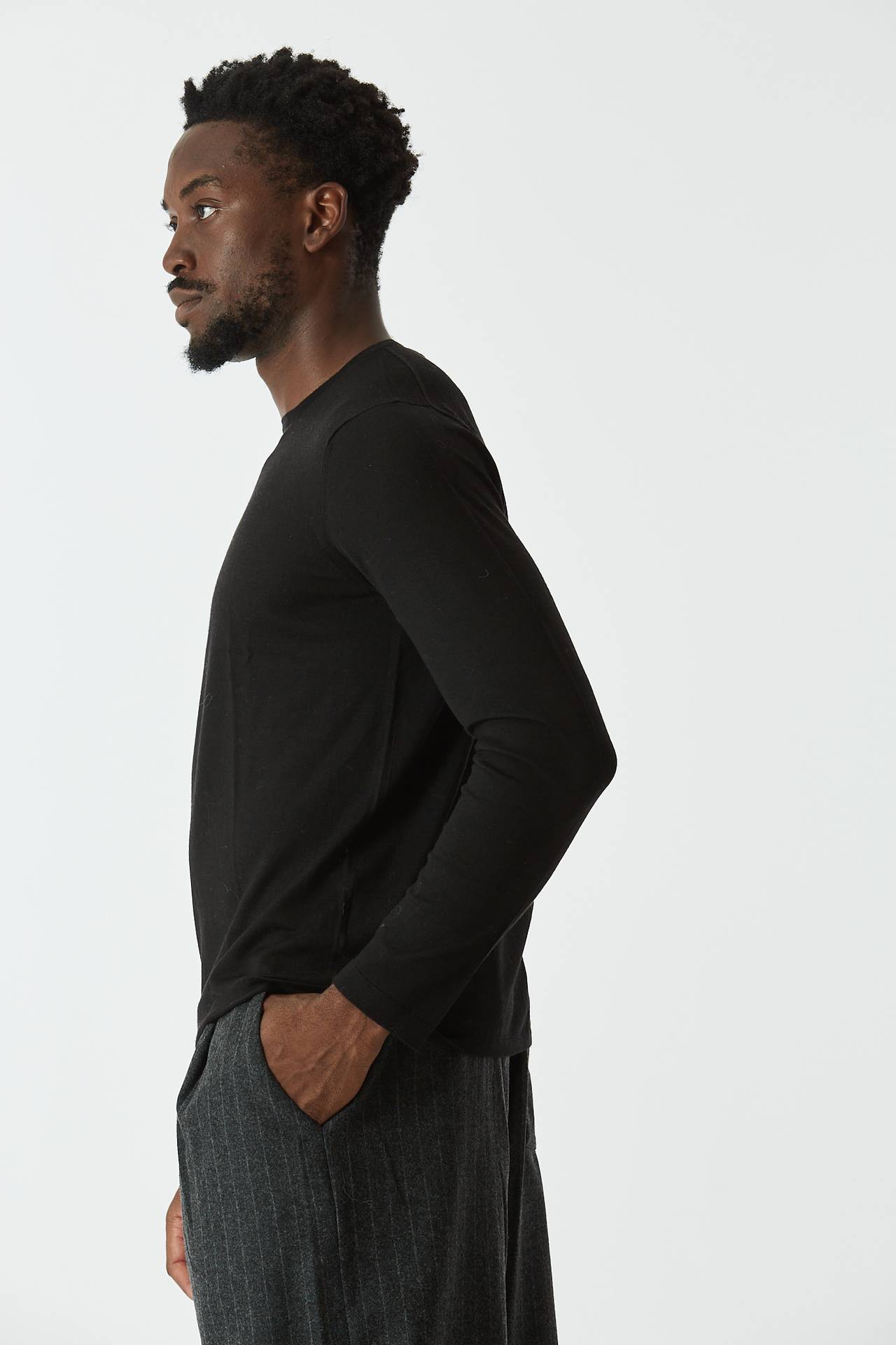 Maglia misto cashmere girocollo nero