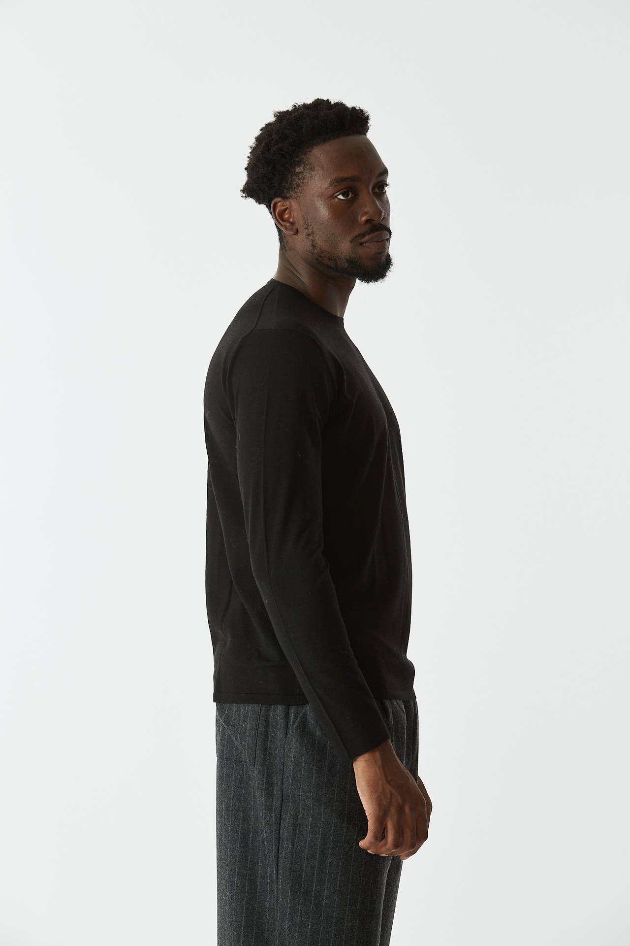 Maglia misto cashmere girocollo nero