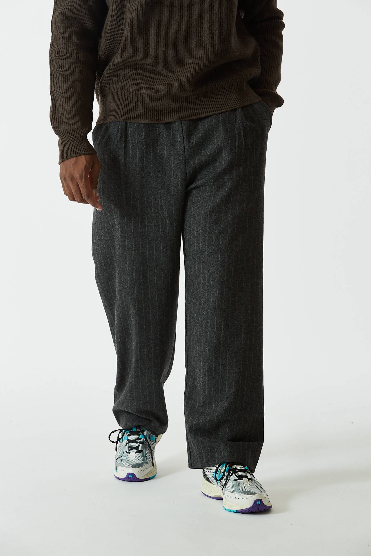 Pantalone in lana gessato grigio