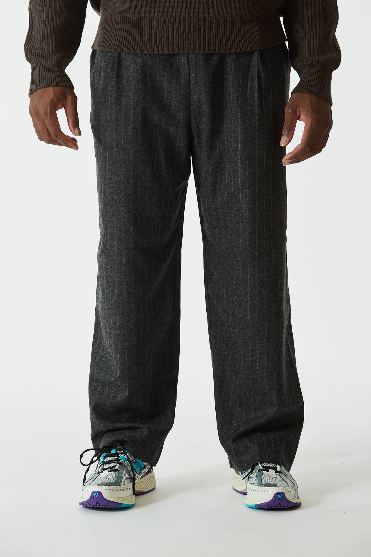 Pantalone in lana gessato grigio