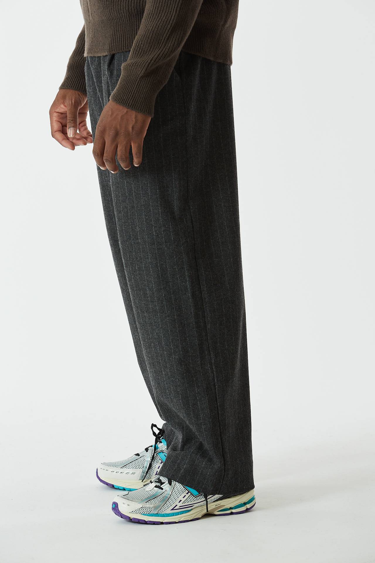 Pantalone in lana gessato grigio