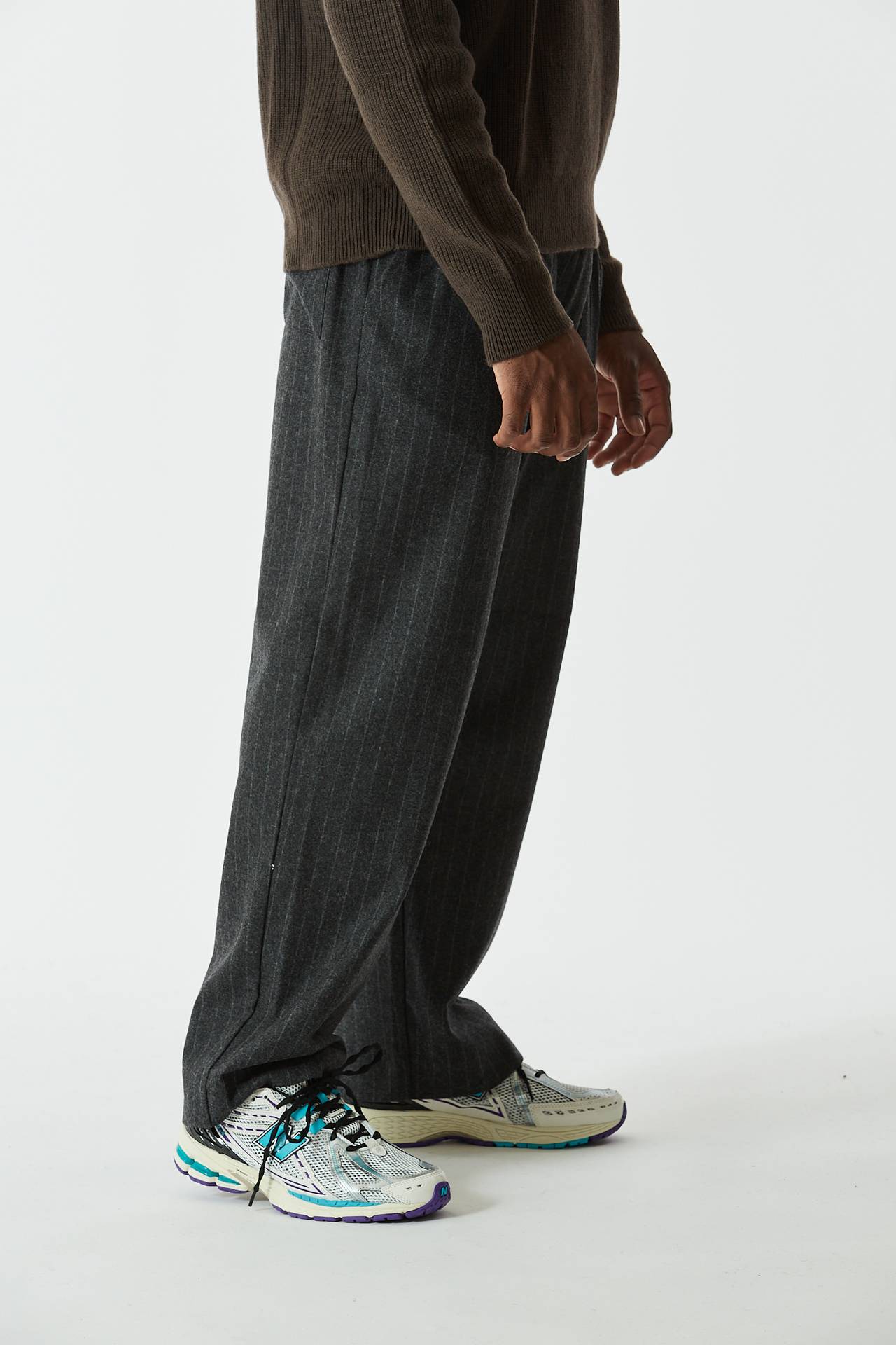 Pantalone in lana gessato grigio