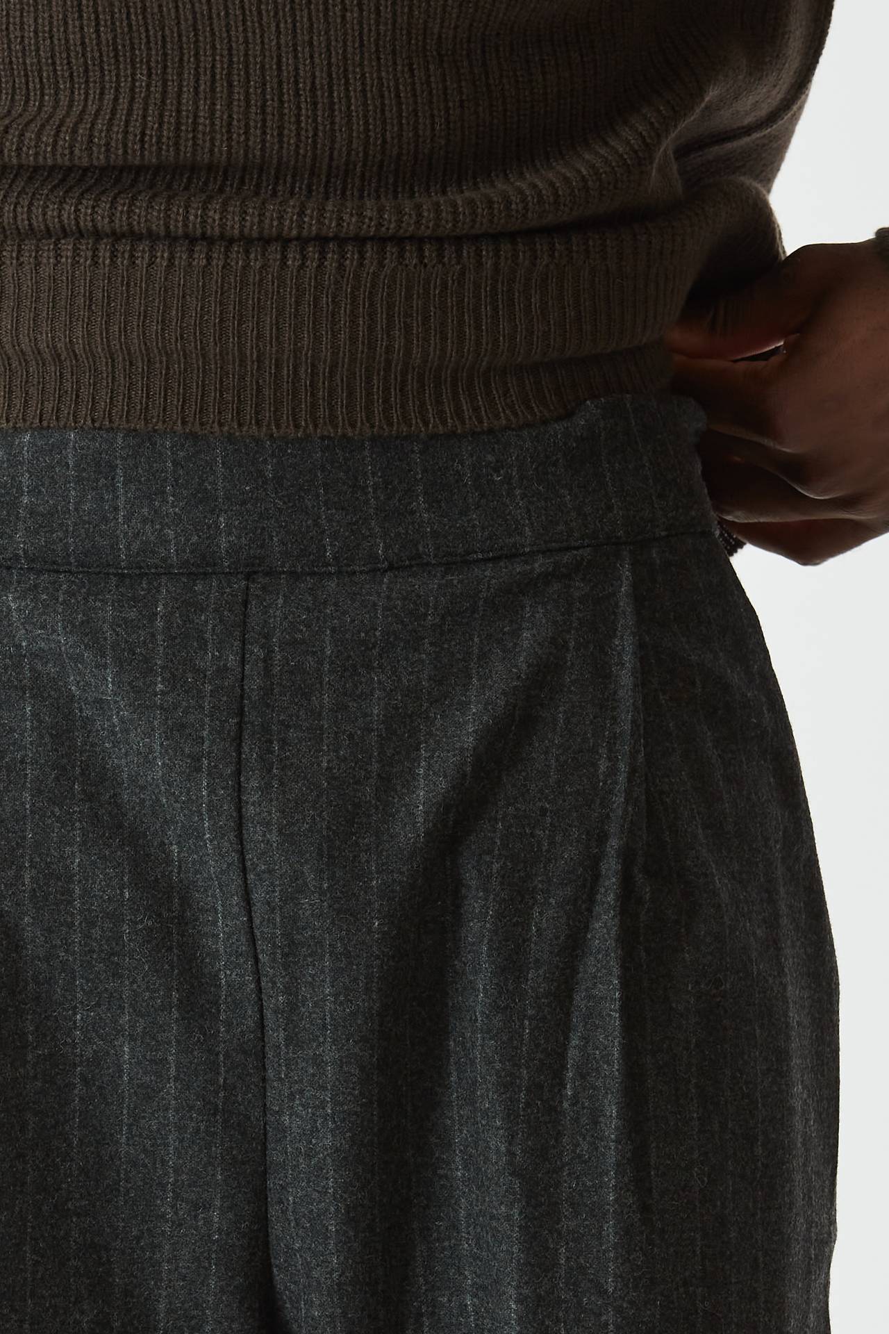 Pantalone in lana gessato grigio