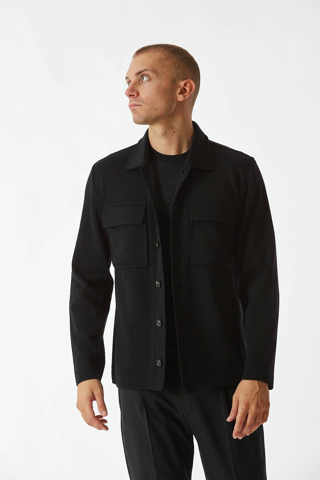 Overshirt in lana nero