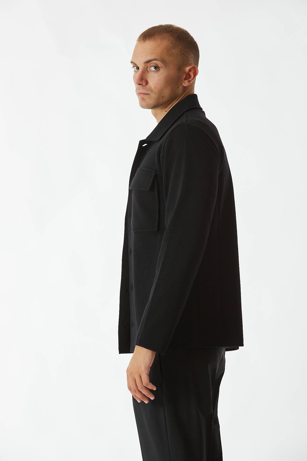 Overshirt in lana nero