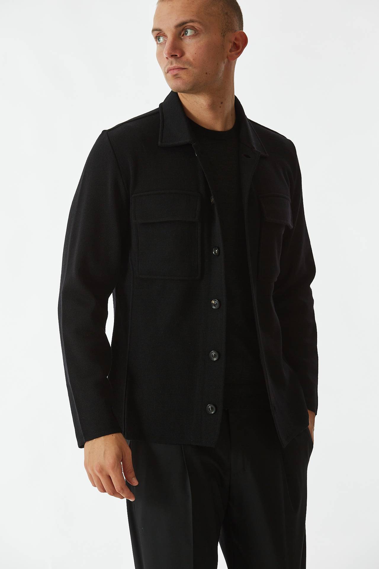 Overshirt in lana nero