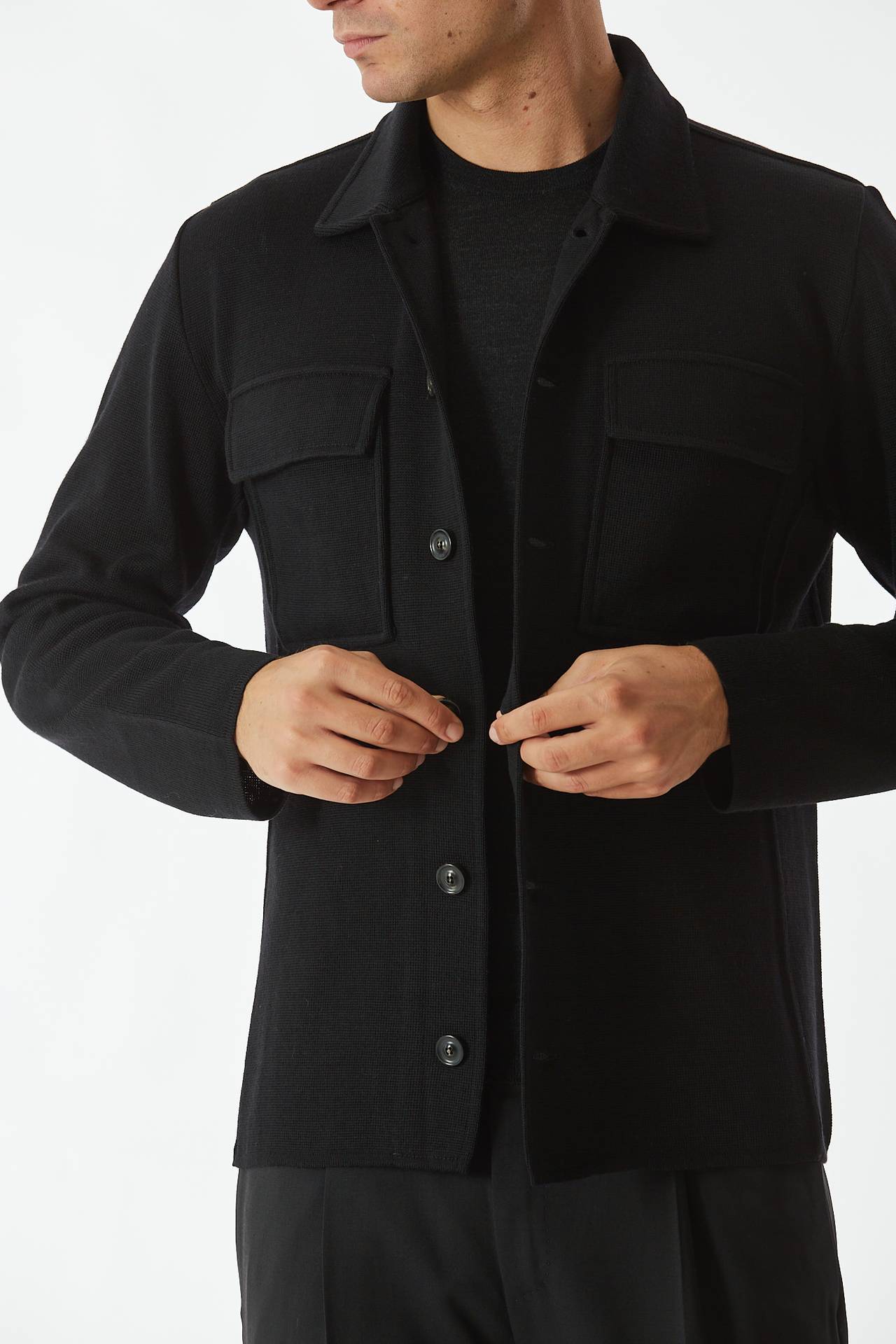 Overshirt in lana nero