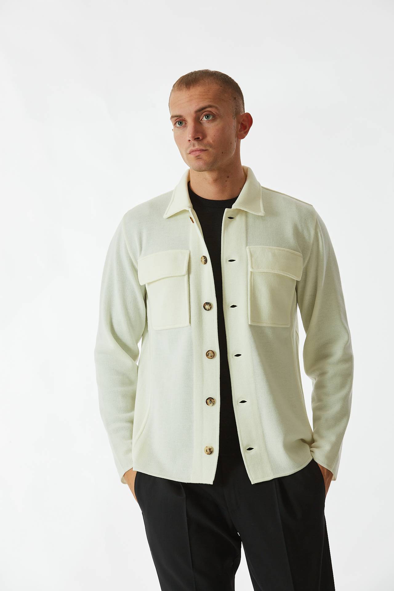 Overshirt in lana bianco