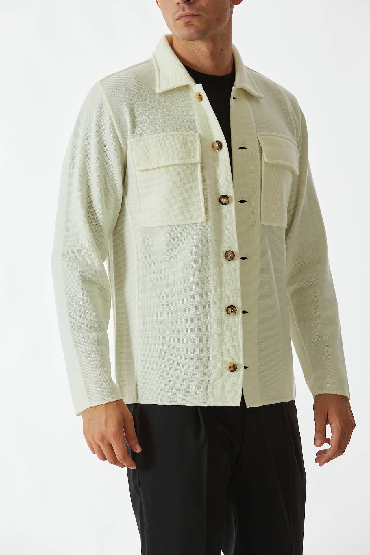 Overshirt in lana bianco