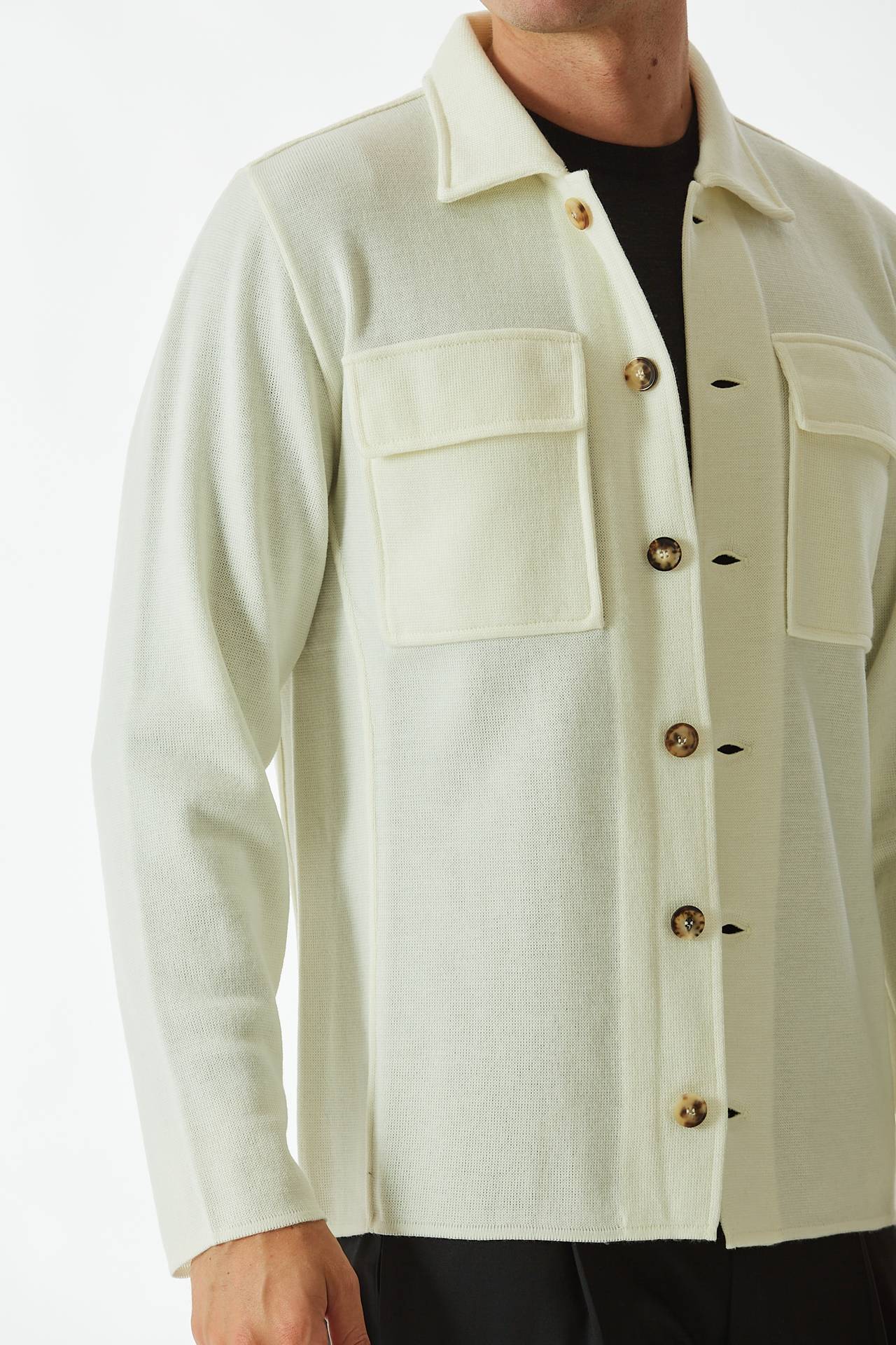 Overshirt in lana bianco